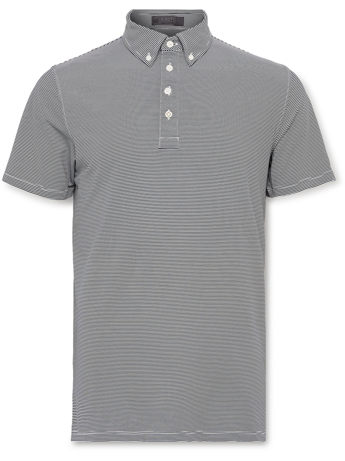 Feeder Button-Down Collar Striped Tech-Piqué Golf Polo Shirt