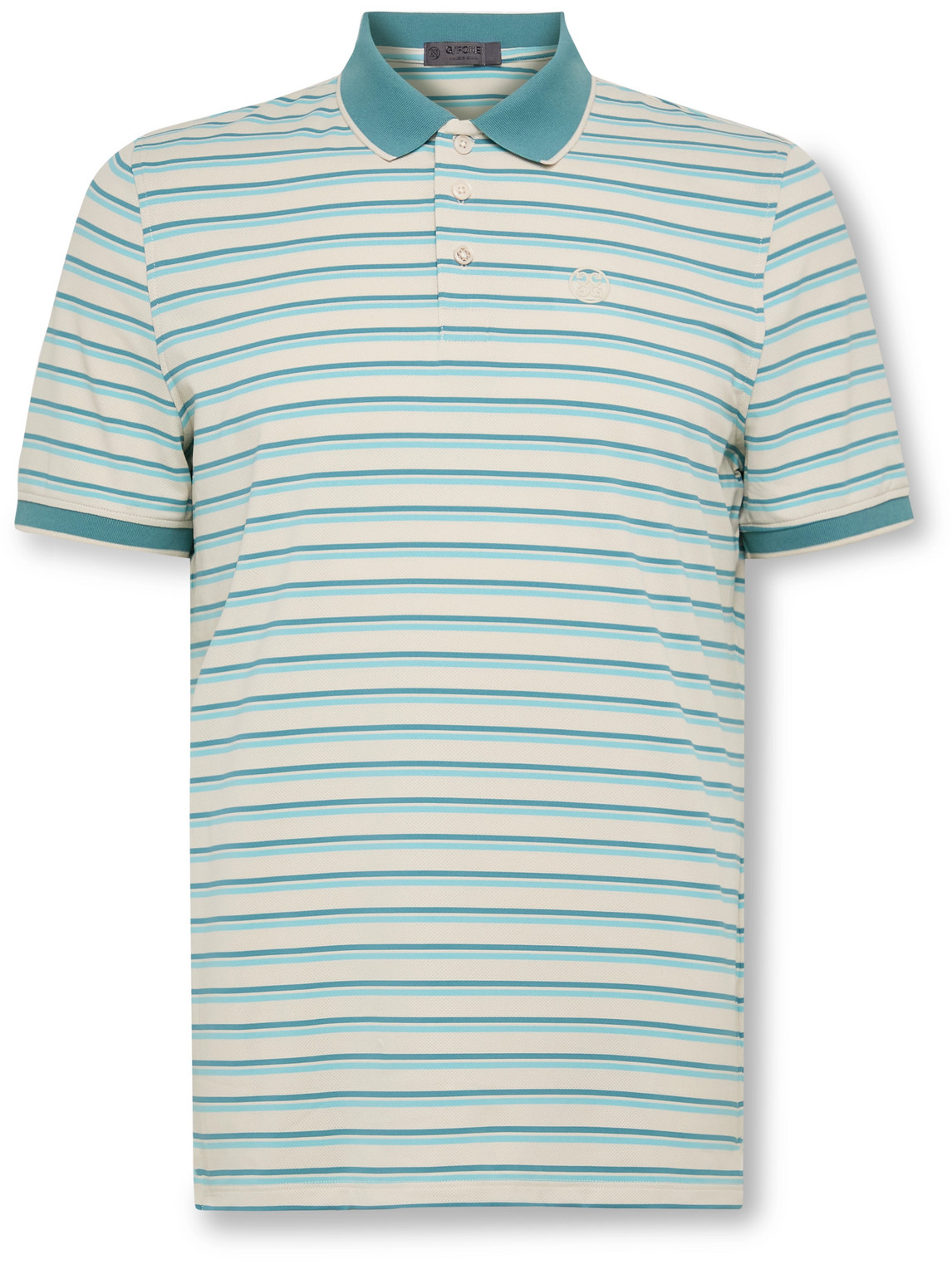 Striped Perforated Stretch-Jersey Golf Polo Shirt