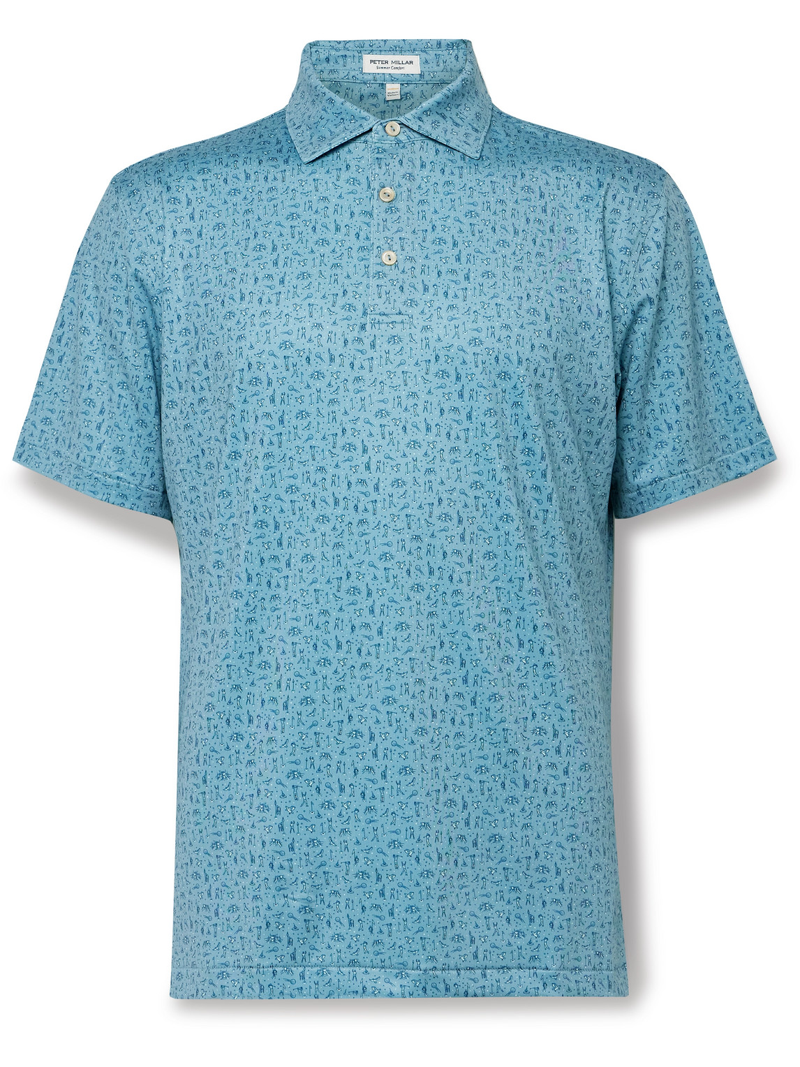 Shop Peter Millar Hole In One Printed Stretch-jersey Polo Shirt In Blue