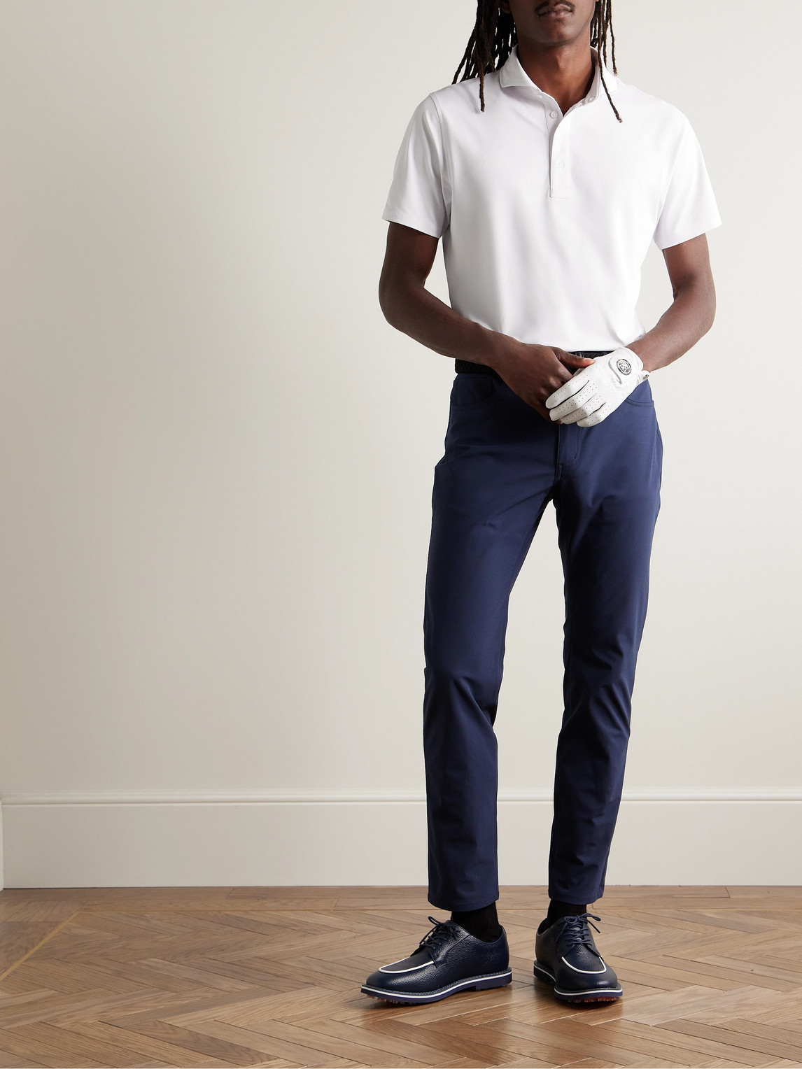 Shop G/fore Essential Stretch-piqué Golf Polo Shirt In White