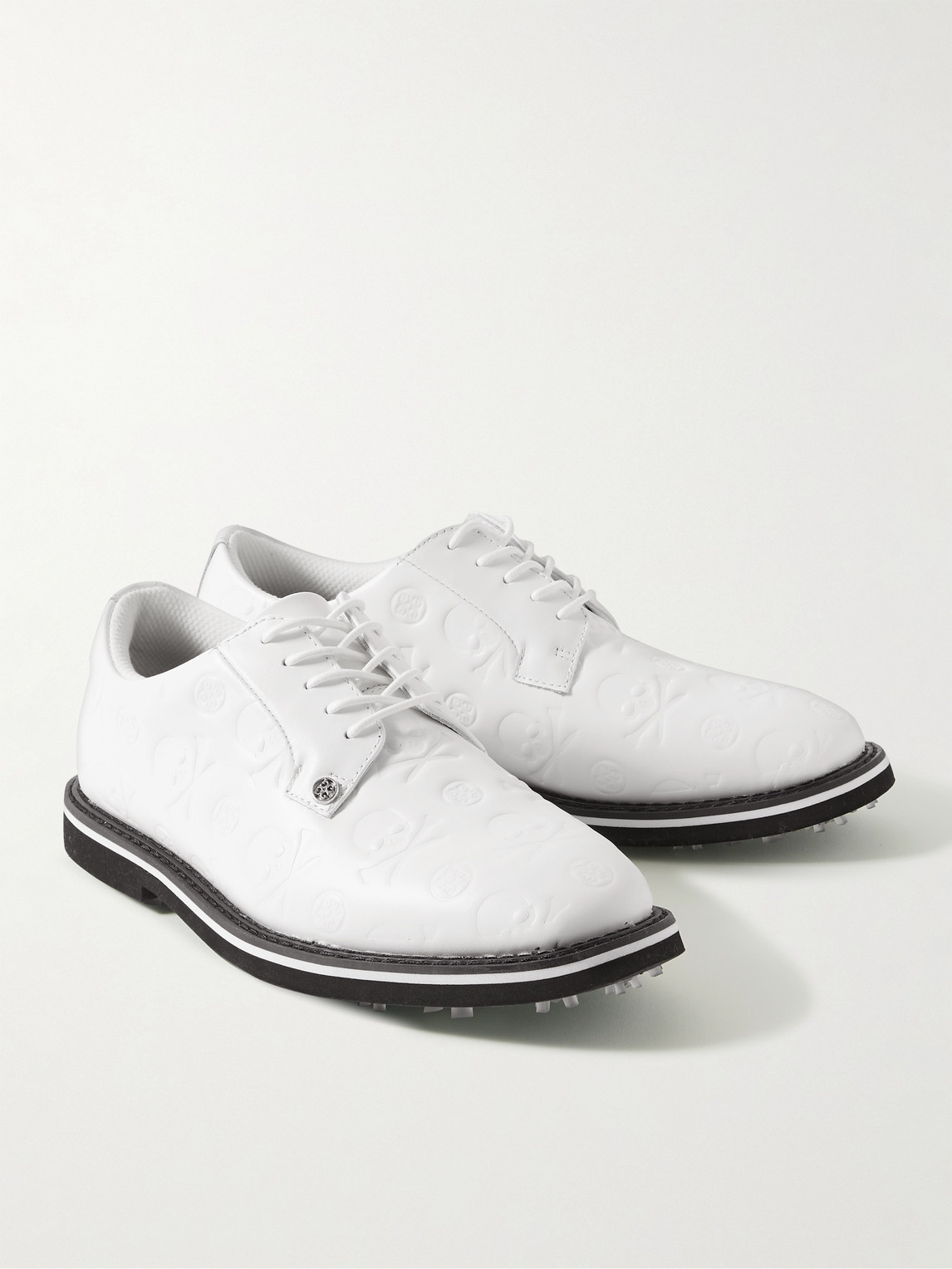 Shop G/fore Gallivanter Logo-debossed Leather Golf Shoes In White