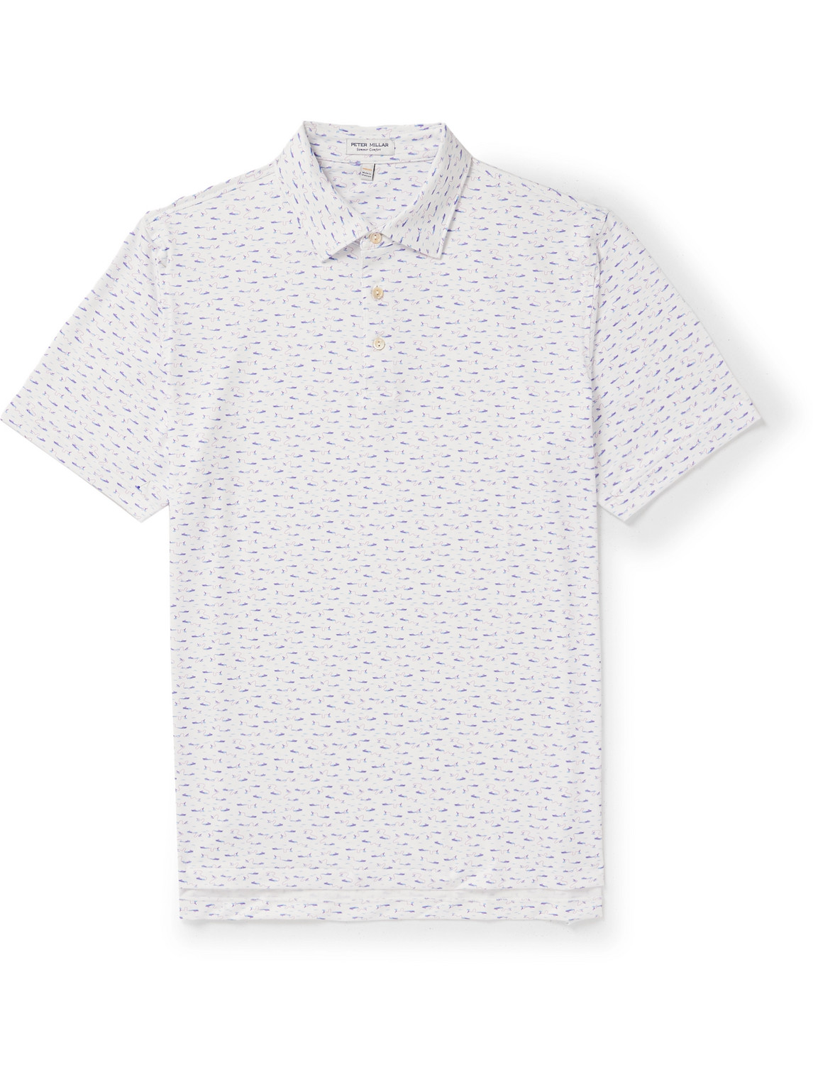 Peter Millar Cypress Printed Stretch-jersey Polo Shirt In White