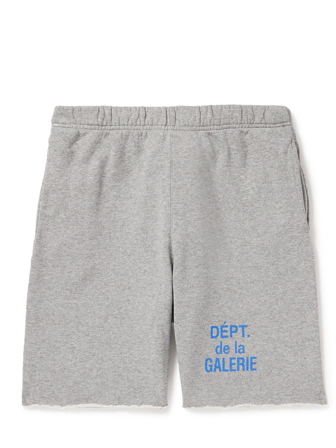 Shop Gallery Dept. Straight-leg Logo-print Frayed Cotton-jersey Drawstring Shorts In Gray