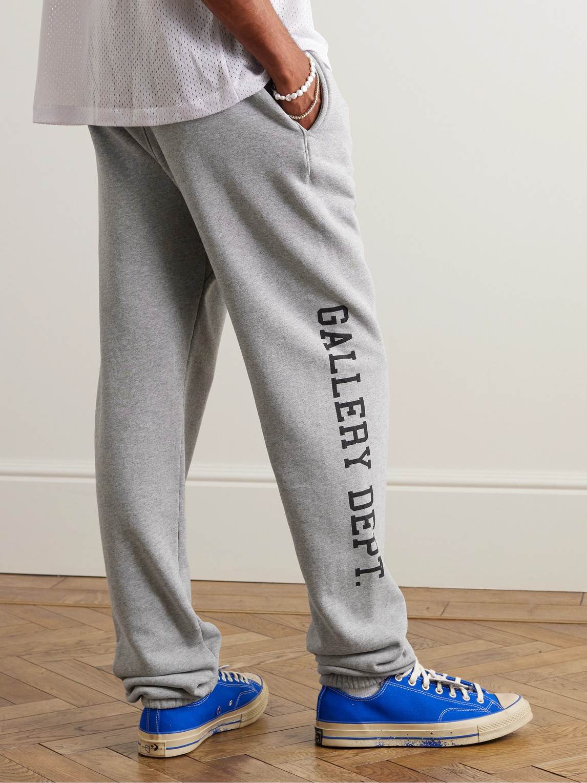 Shop Gallery Dept. Tapered Logo-print Cotton-jersey Sweatpants In Gray