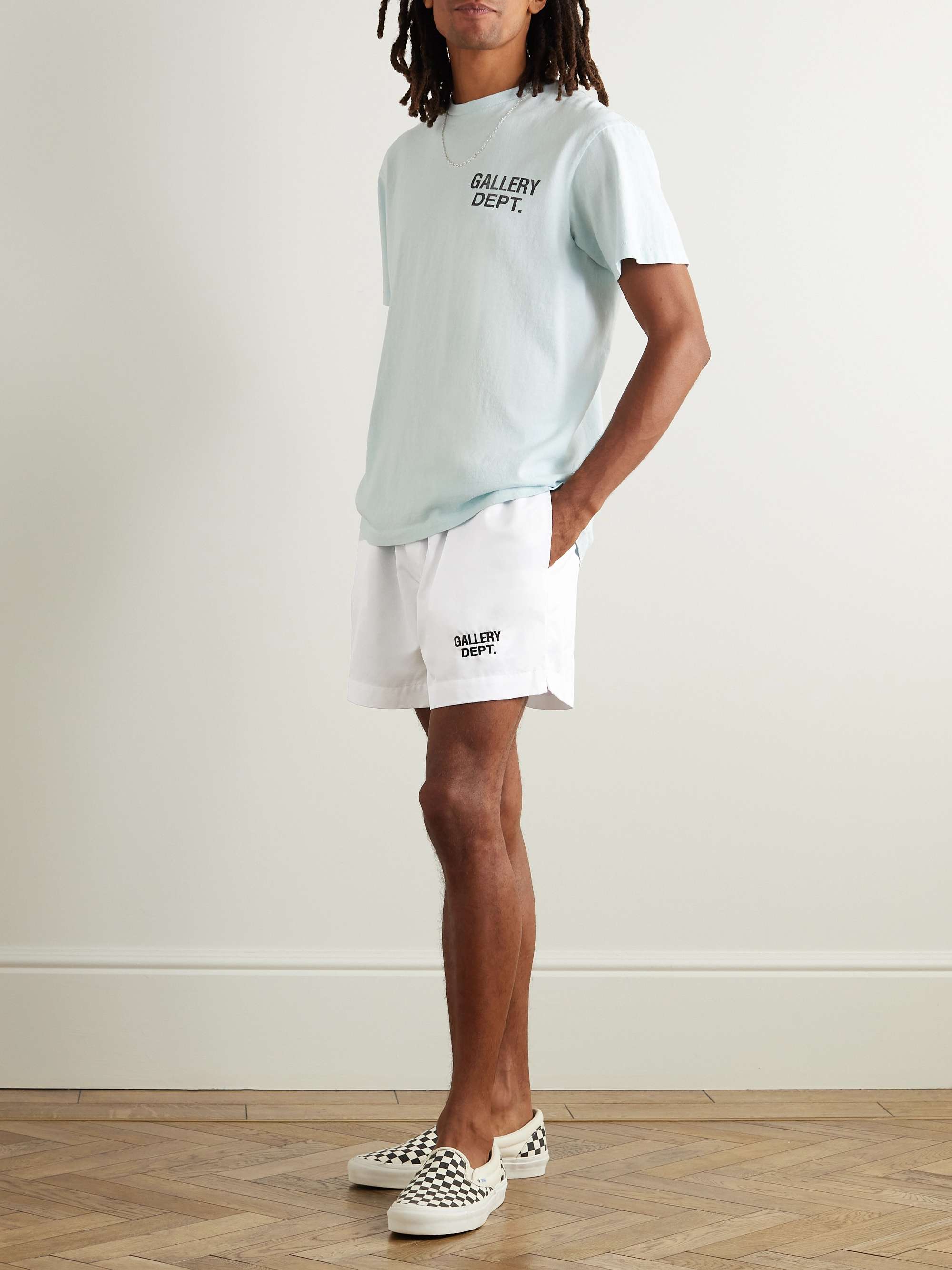 GALLERY DEPT. Zuma Straight-Leg Logo-Embroidered Cotton-Poplin Shorts ...