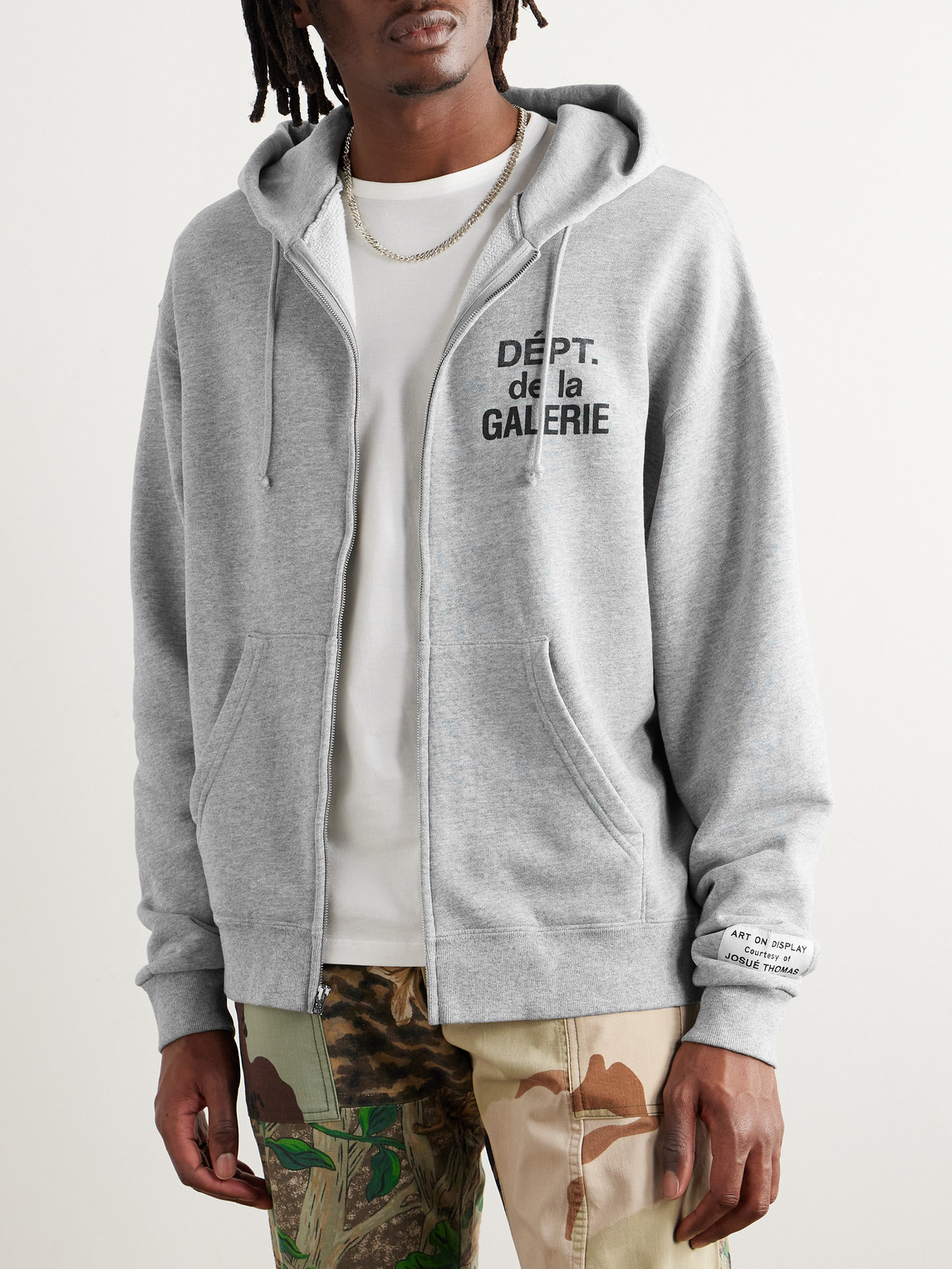 Shop Gallery Dept. Logo-print Cotton-blend Jersey Zip-up Hoodie In Gray