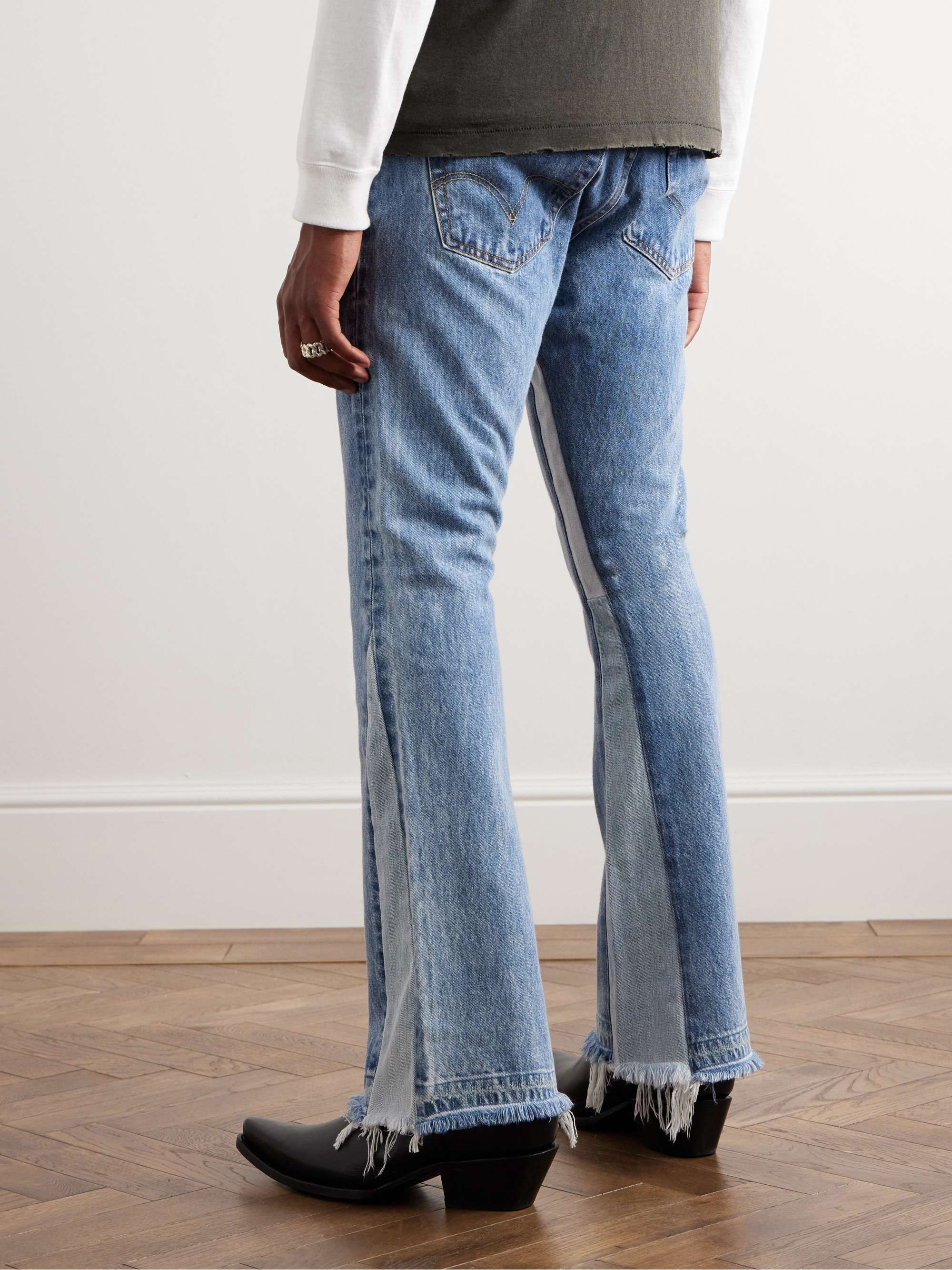 GALLERY DEPT. La Flare Distressed Two-Tone Jeans