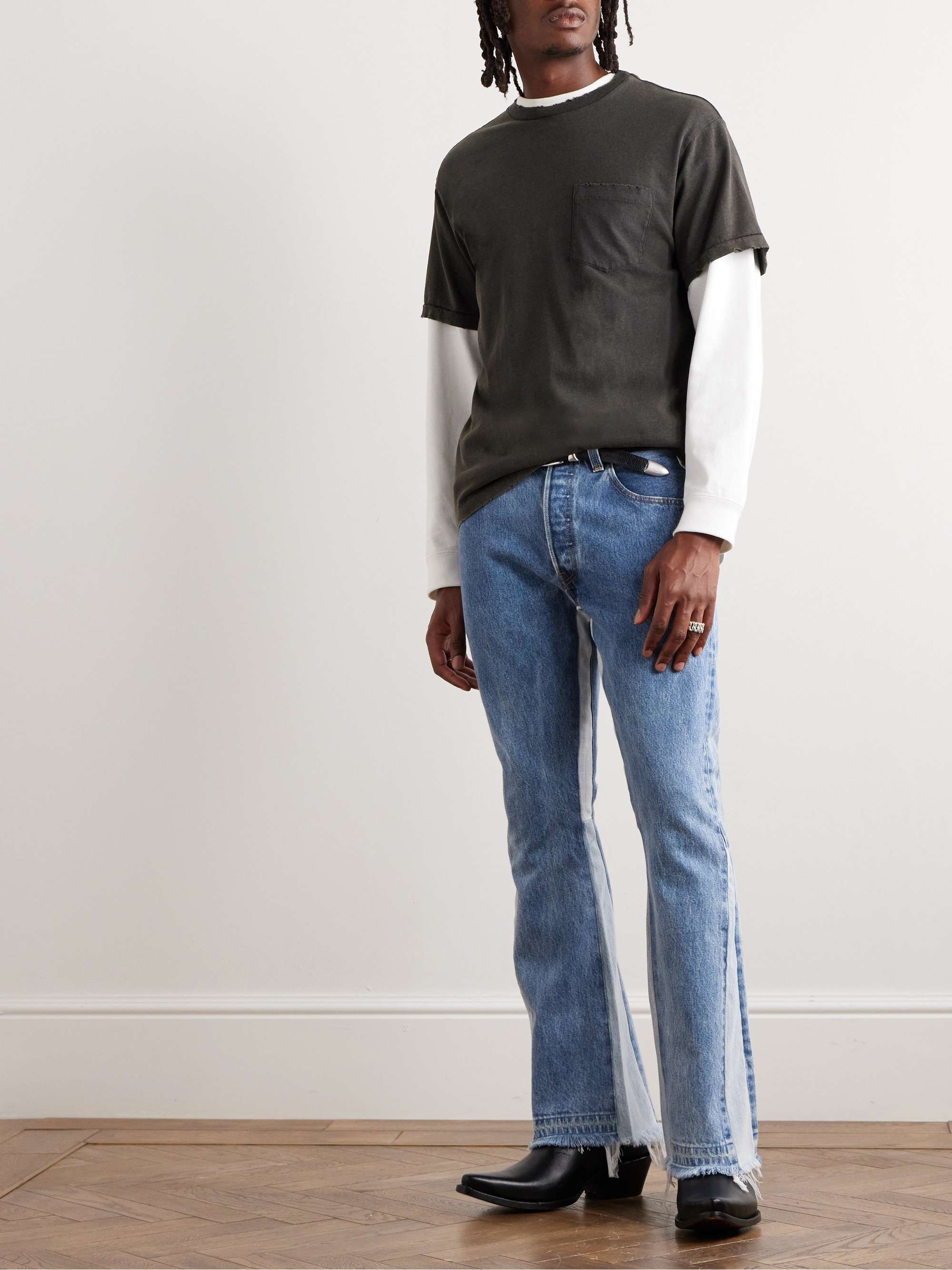 GALLERY DEPT. La Flare Distressed Two-Tone Jeans for Men | MR PORTER