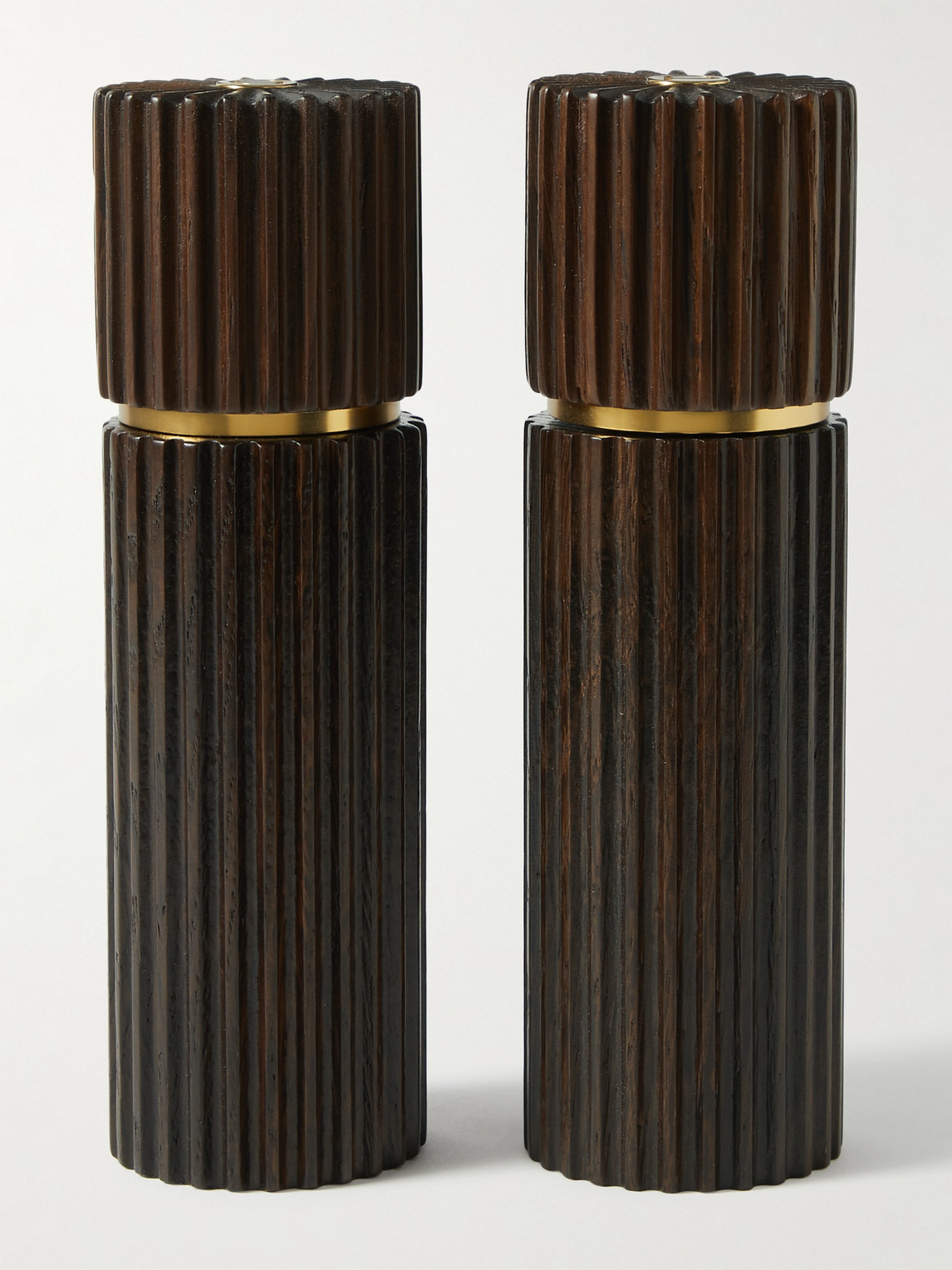 L'Objet Ionic Smoked Oak and Gold-Tone Salt and Pepper Mills - Men