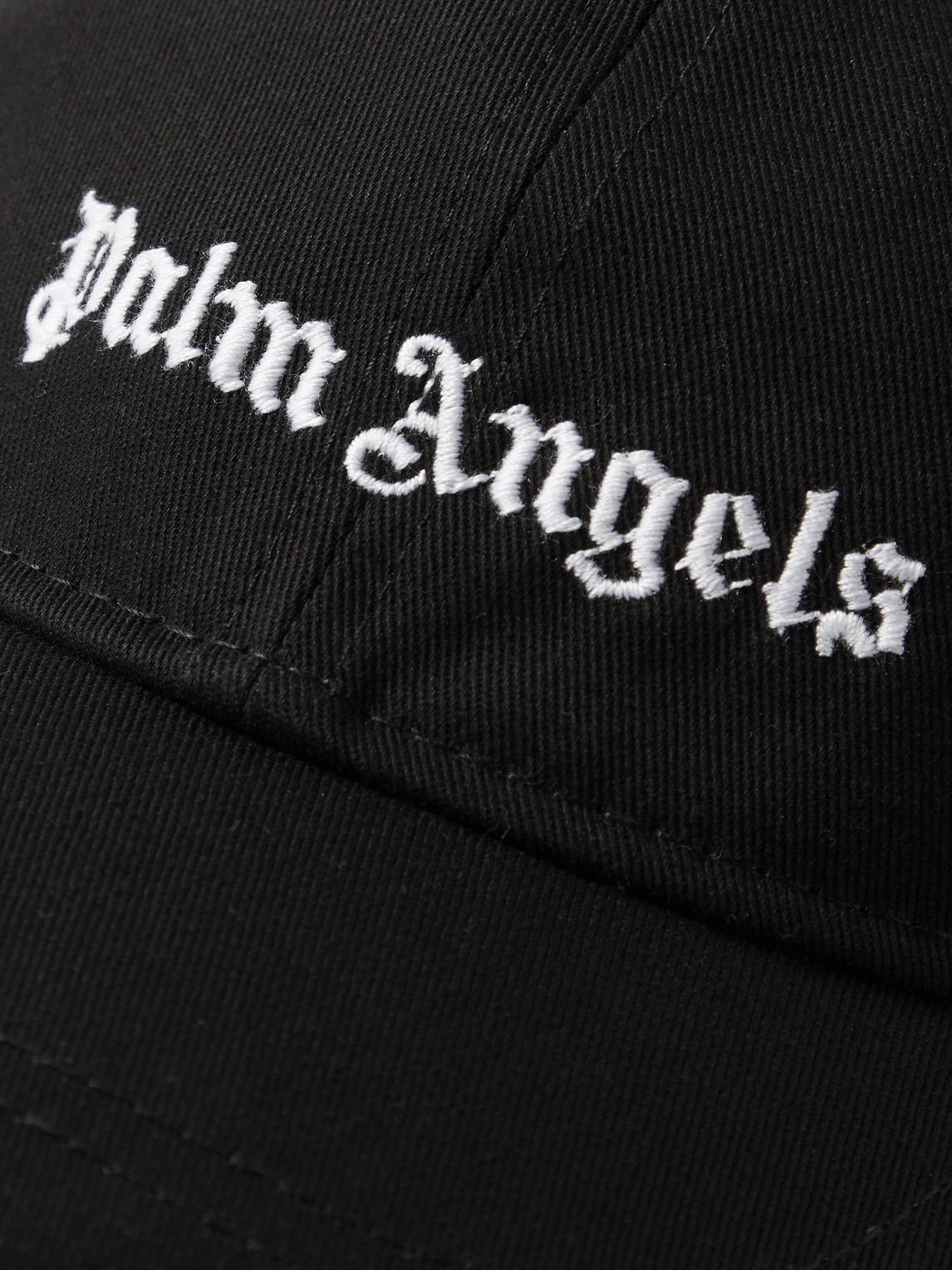 Shop Palm Angels Logo-embroiderd Cotton-canvas Baseball Cap In Black
