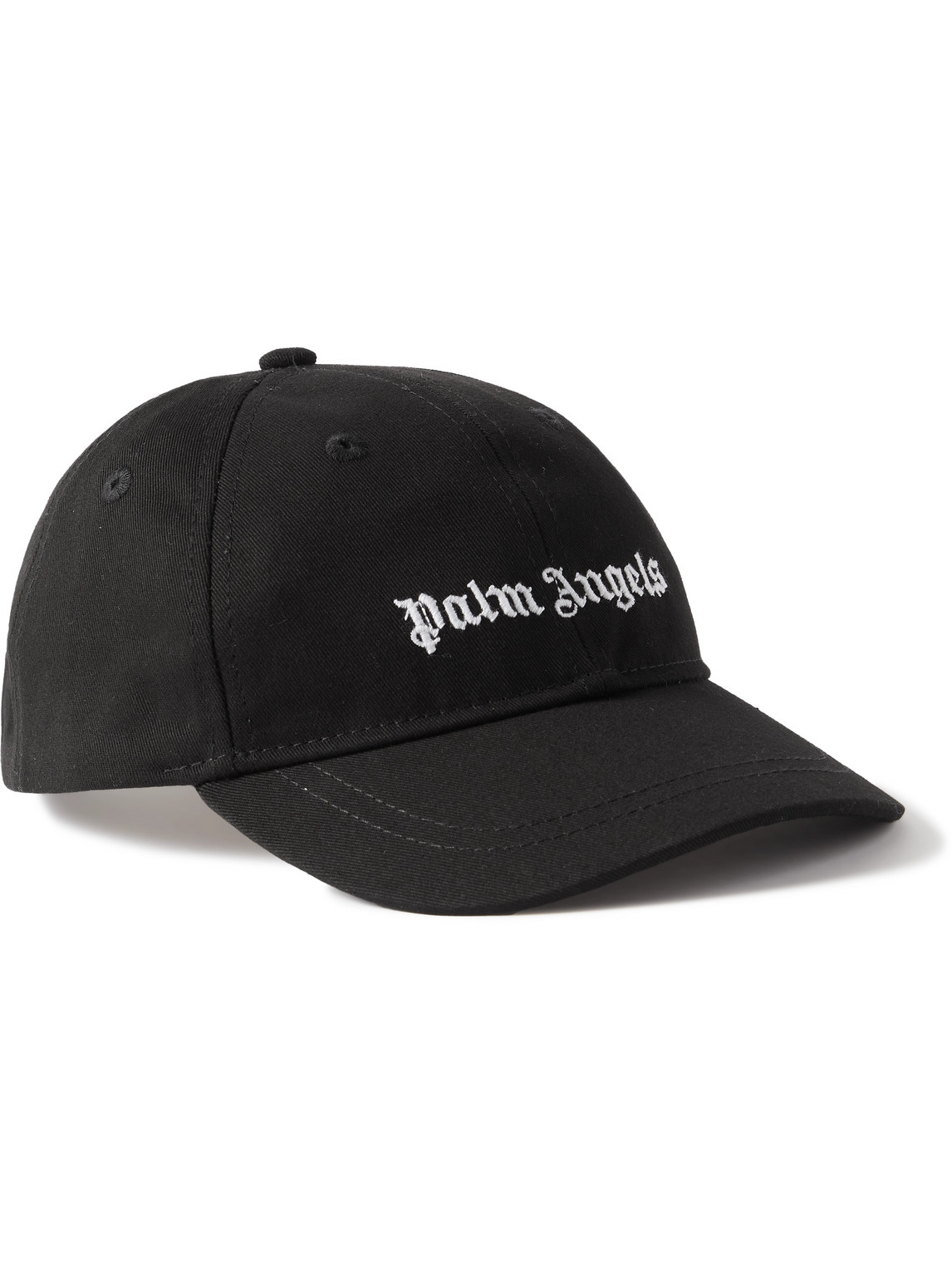 Palm Angels Logo-embroiderd Cotton-canvas Baseball Cap In Black