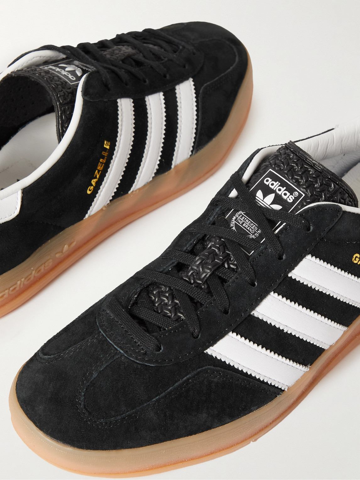 Shop Adidas Originals Gazelle Indoor Leather-trimmed Suede Sneakers In Black
