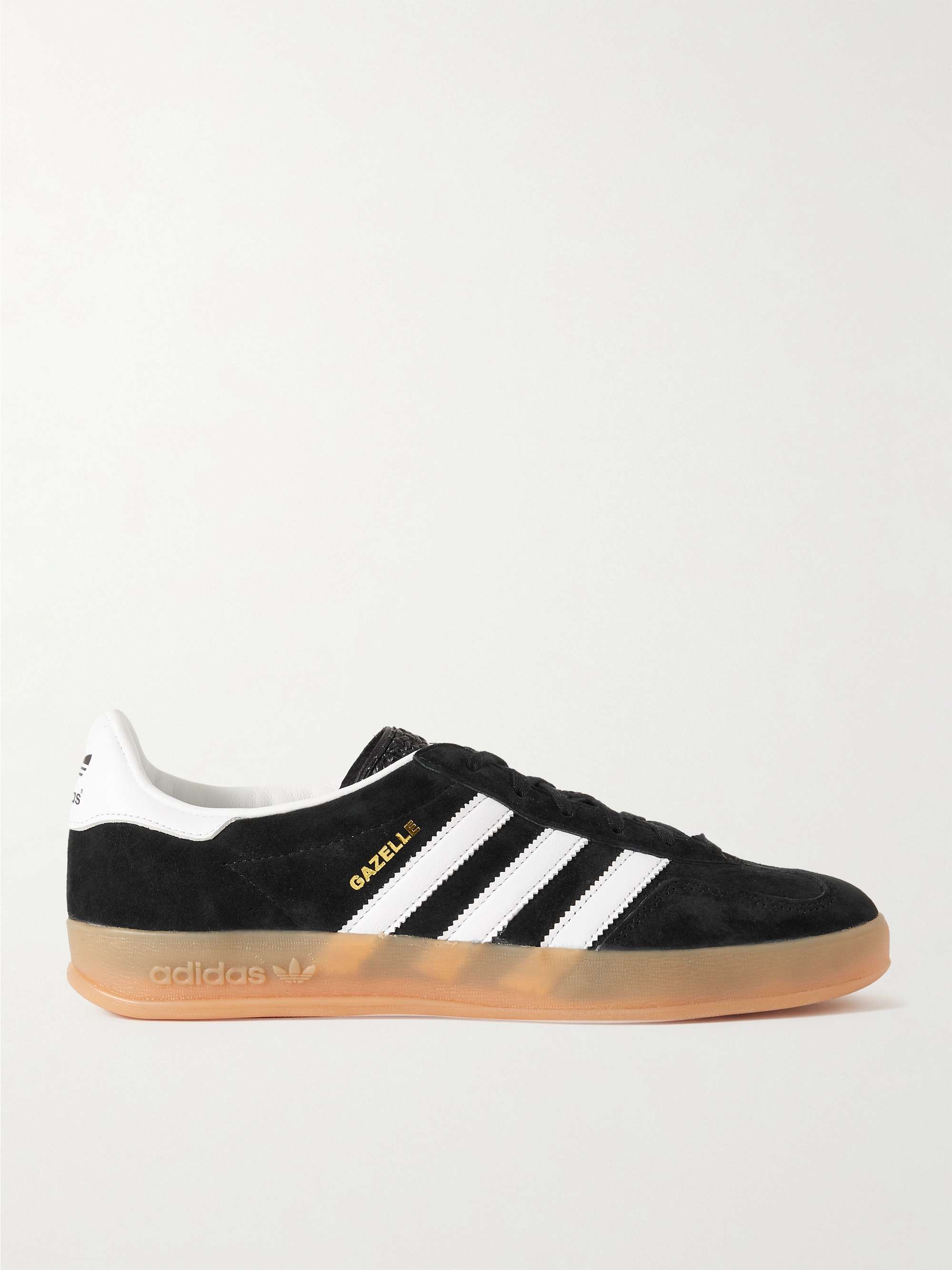 black leather gazelle trainers