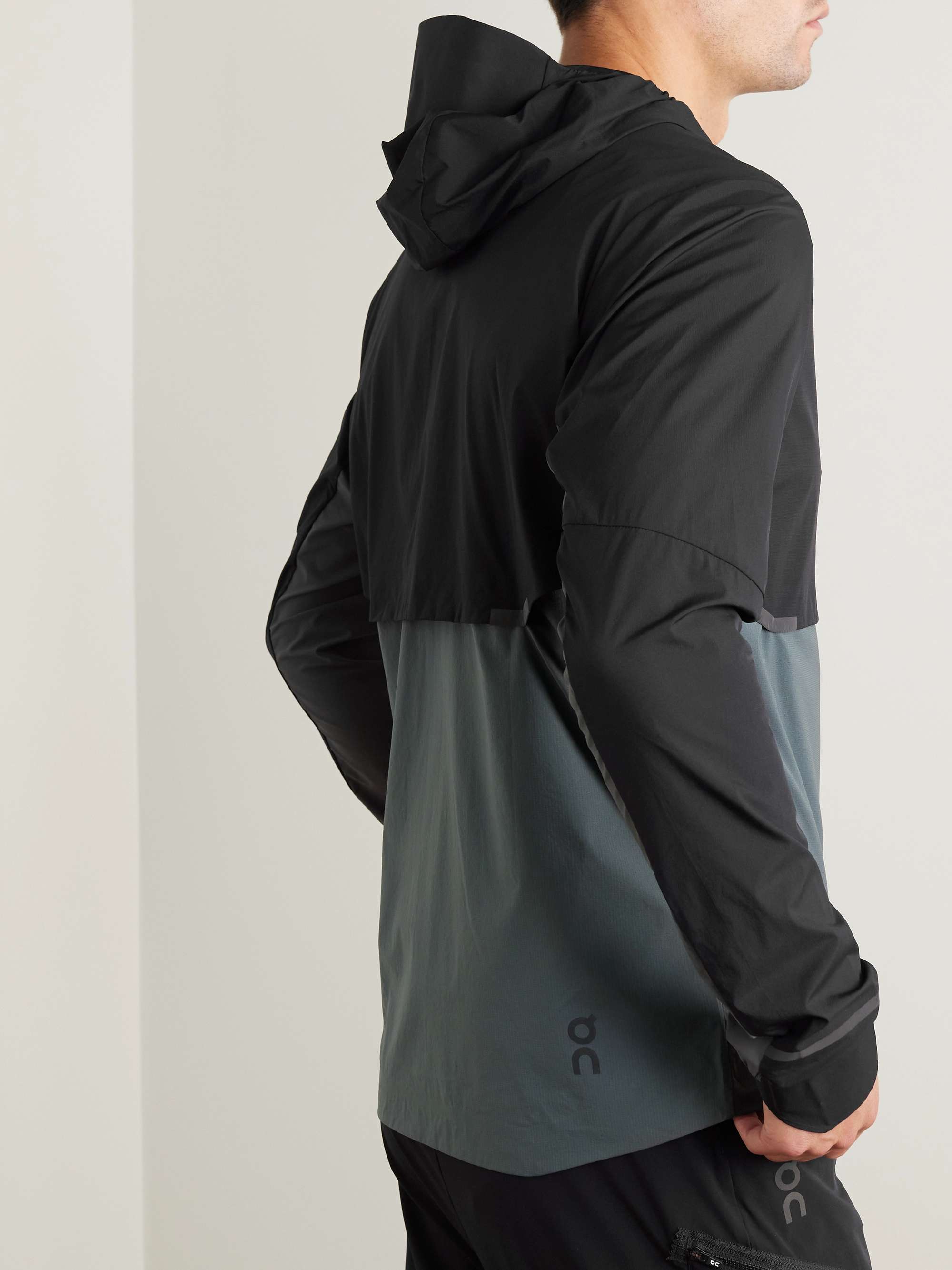 ON Weather Logo-Print Colour-Block Shell Hooded Jacket
