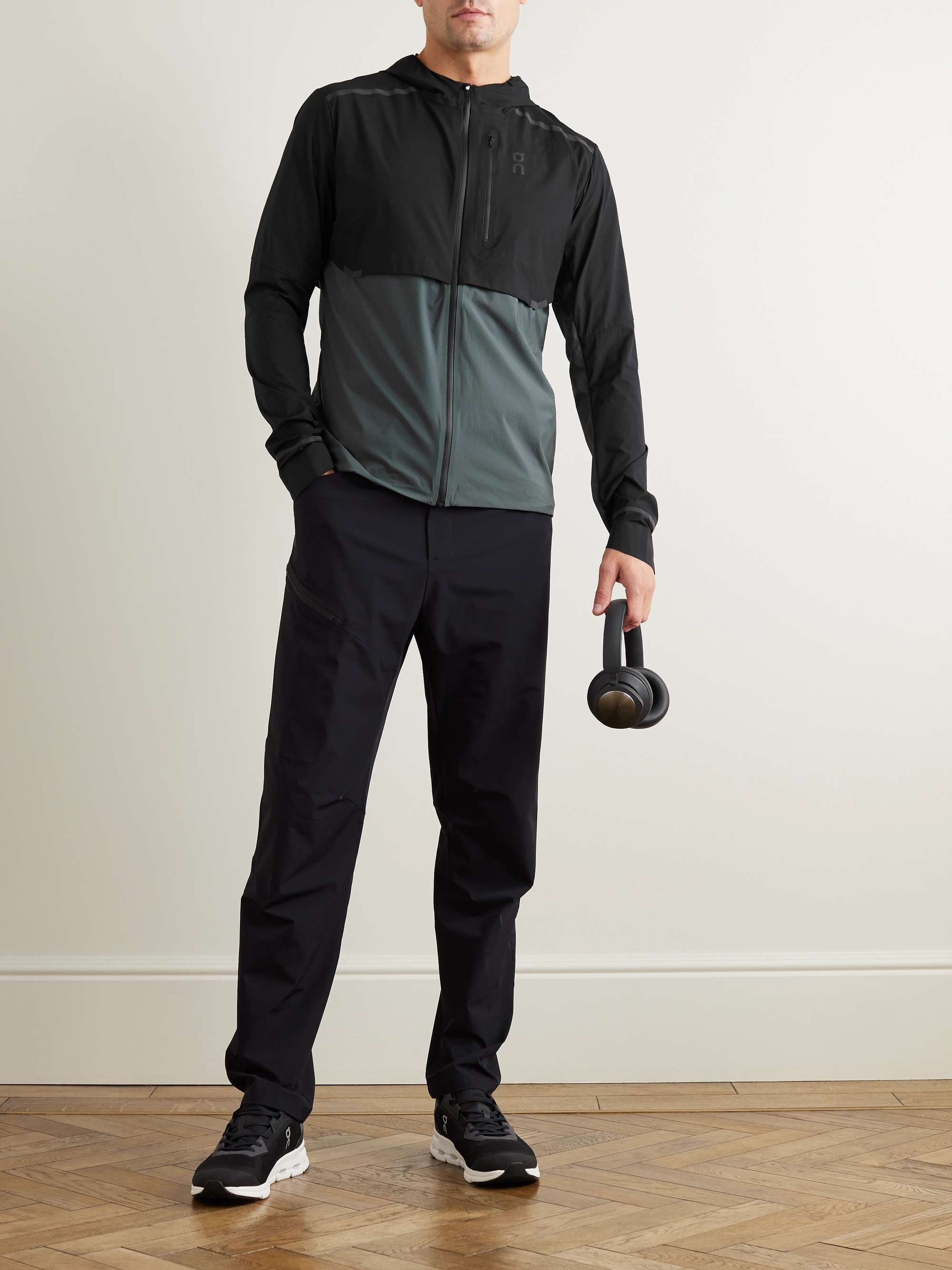 ON Weather Logo-Print Colour-Block Shell Hooded Jacket