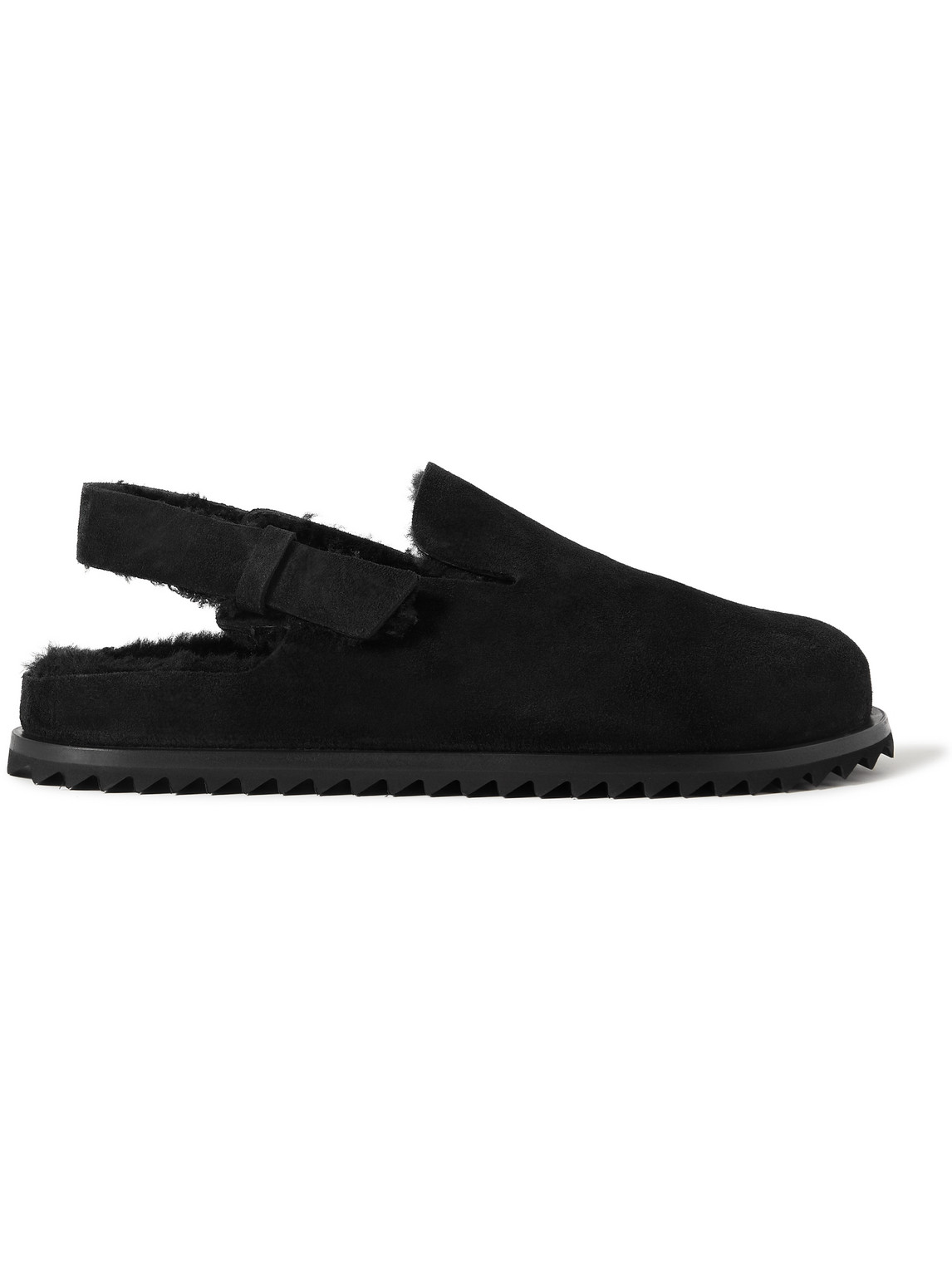 Officine Creative Introspectus Shearling-lined Suede Mules In Black