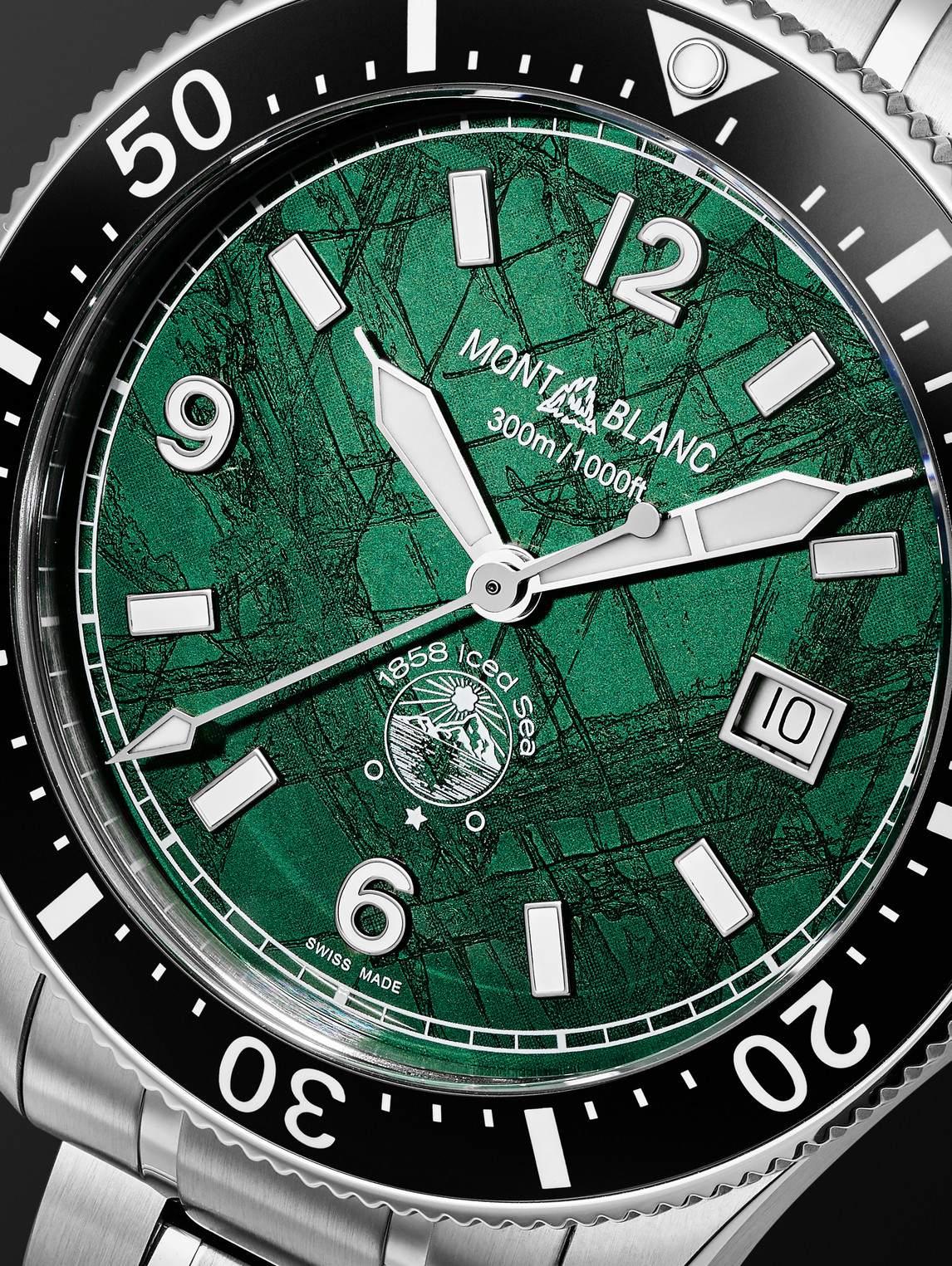 Shop Montblanc 1858 Iced Sea Automatic Stainless Steel And Ceramic Watch, Ref. No. Mb130810 In Green