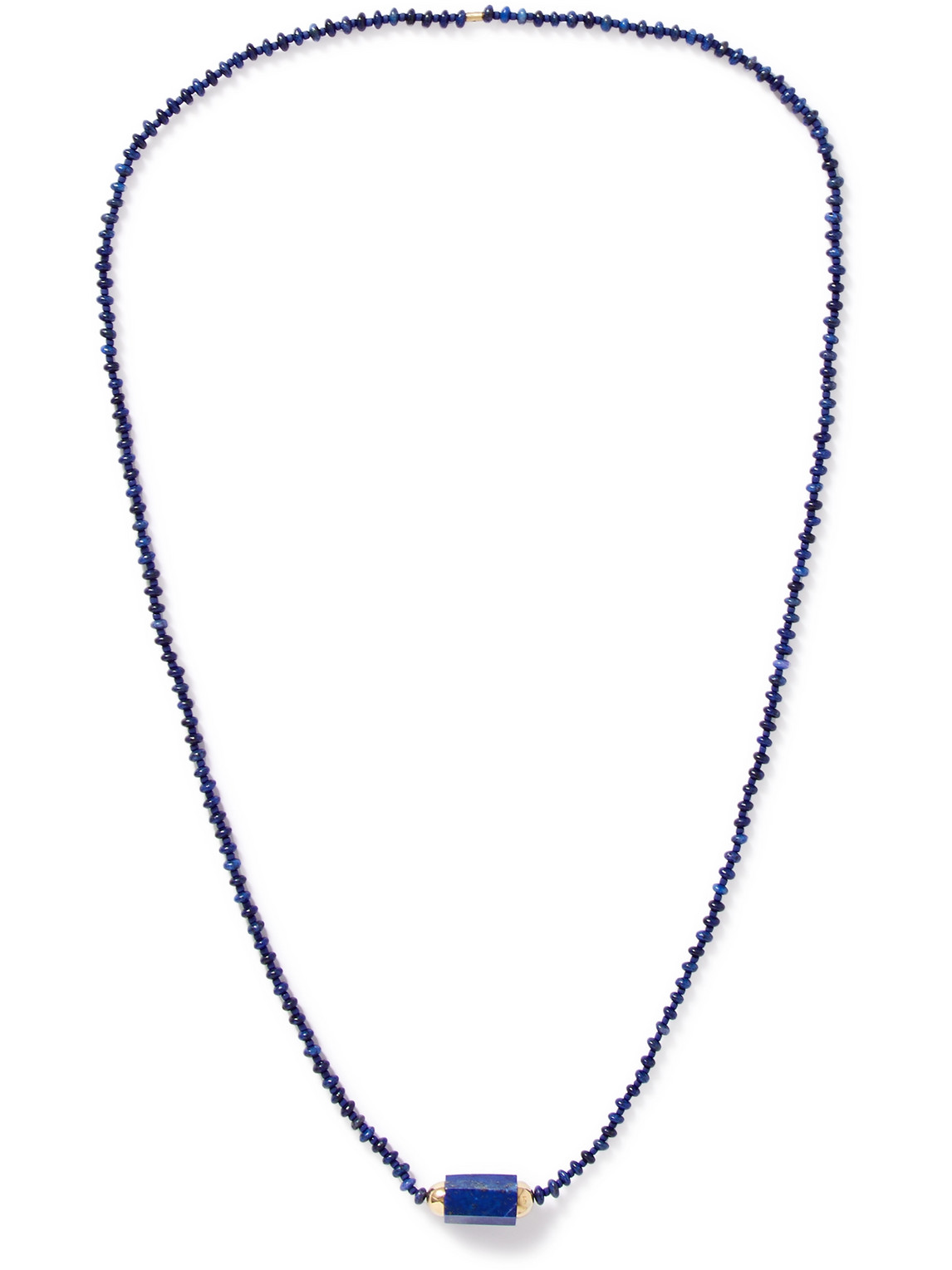 14-Karat Gold, Lapis Lazuli and Glass Beaded Necklace