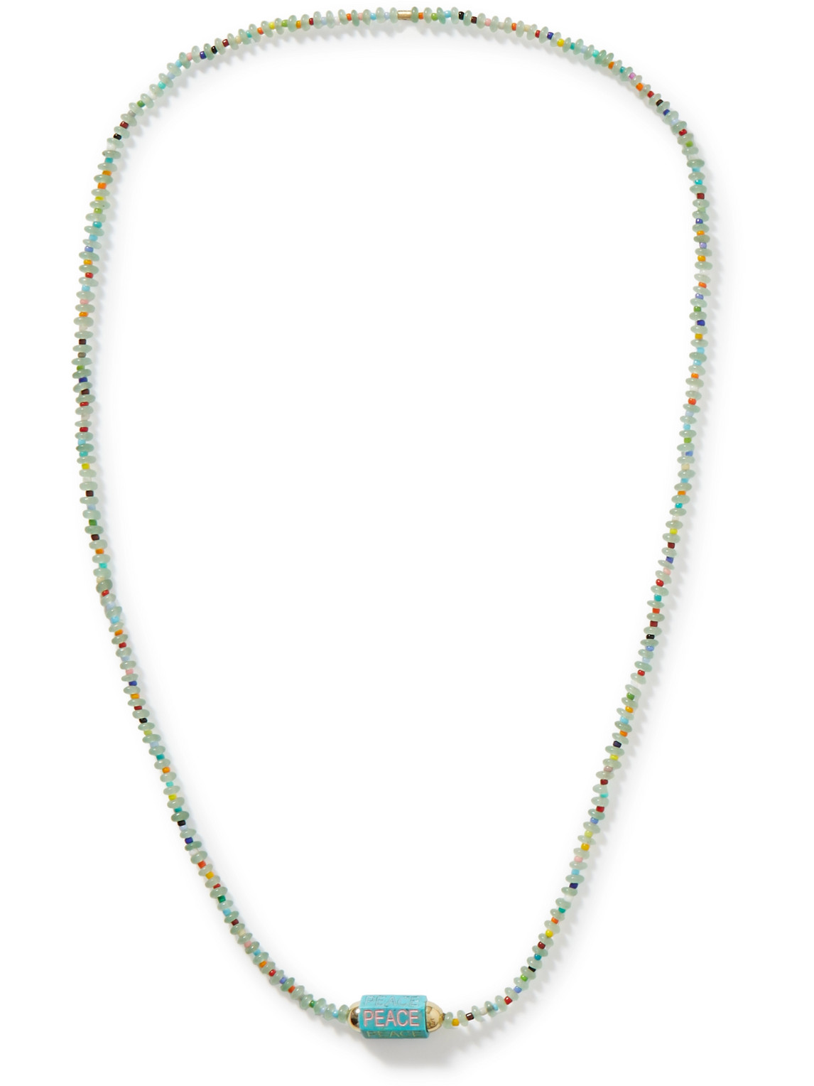 Gold, Turquoise, Enamel and Glass Beaded Necklace