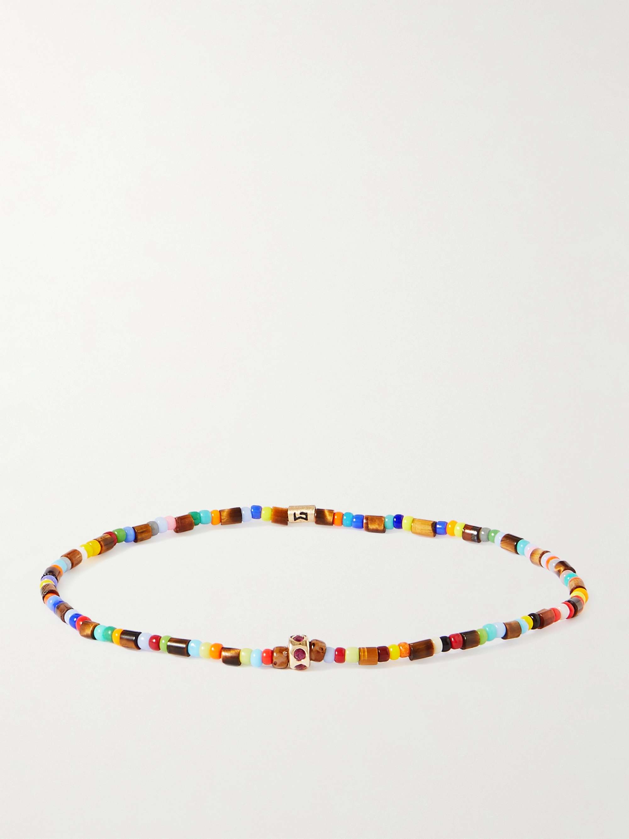 LUIS MORAIS Gold, Ruby and Glass Beaded Bracelet for Men | MR PORTER