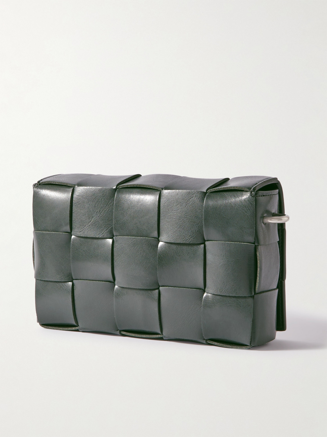 Shop Bottega Veneta Cassette Intrecciato Leather Messenger Bag In Green