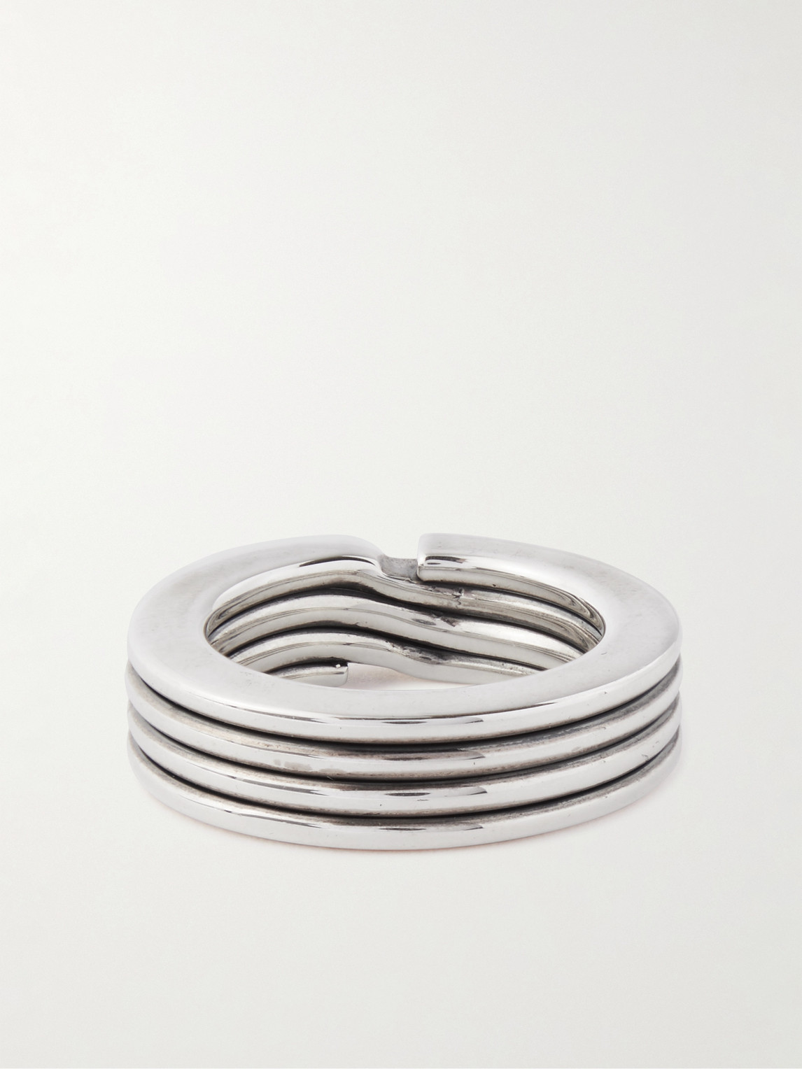 Shop Bottega Veneta Key Chain Sterling Silver Ring