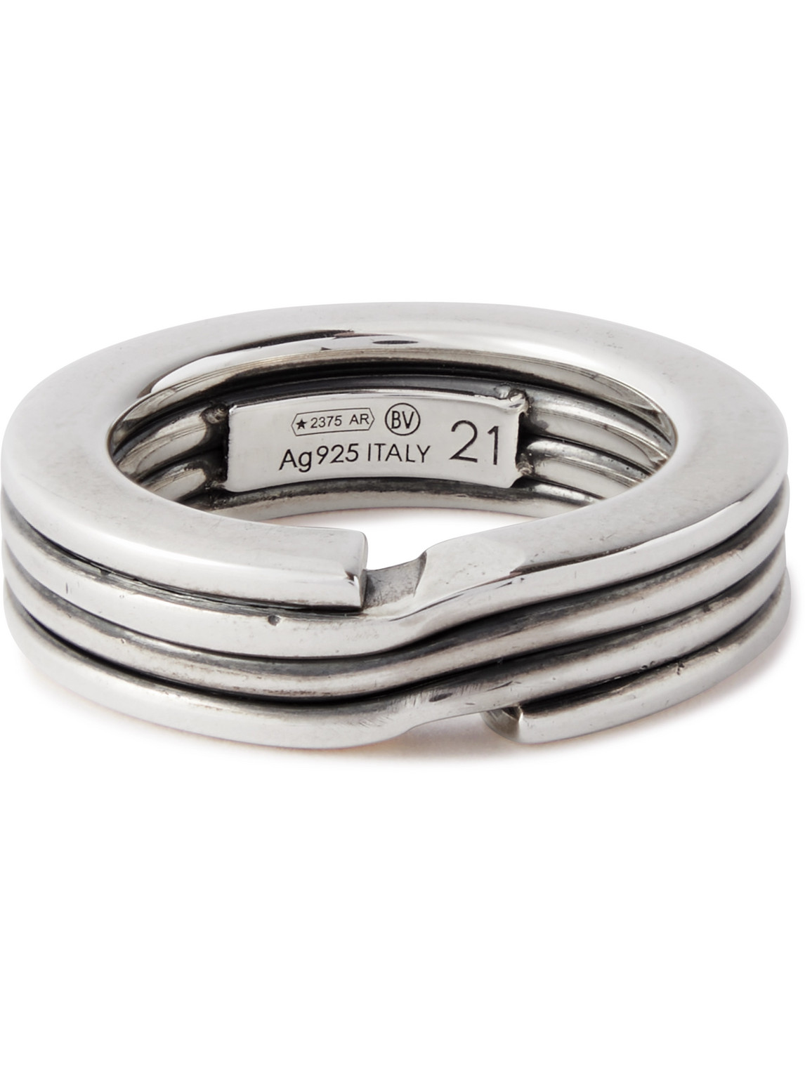 Bottega Veneta Key Chain Sterling Silver Ring In 8117-silver