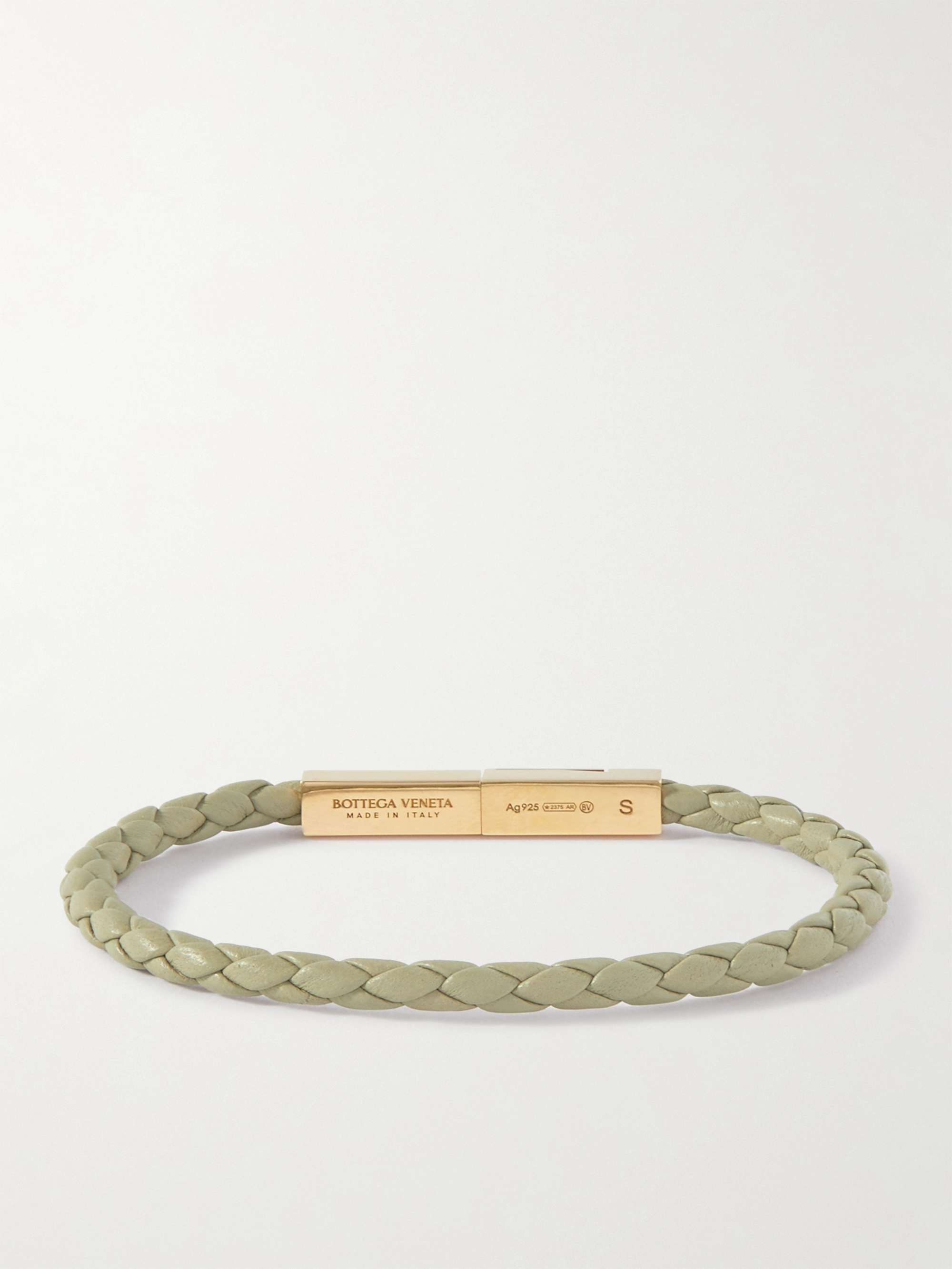 BOTTEGA VENETA Braided Leather and Sterling Silver Bracelet