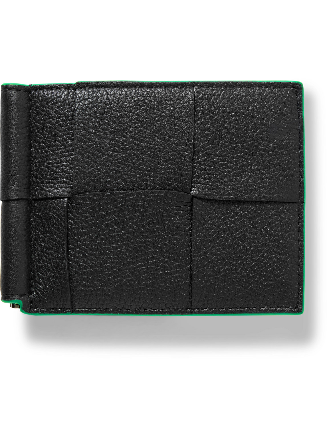 Bottega Veneta Cassette Intrecciato Full-grain Leather Bifold Cardholder With Money Clip In Black
