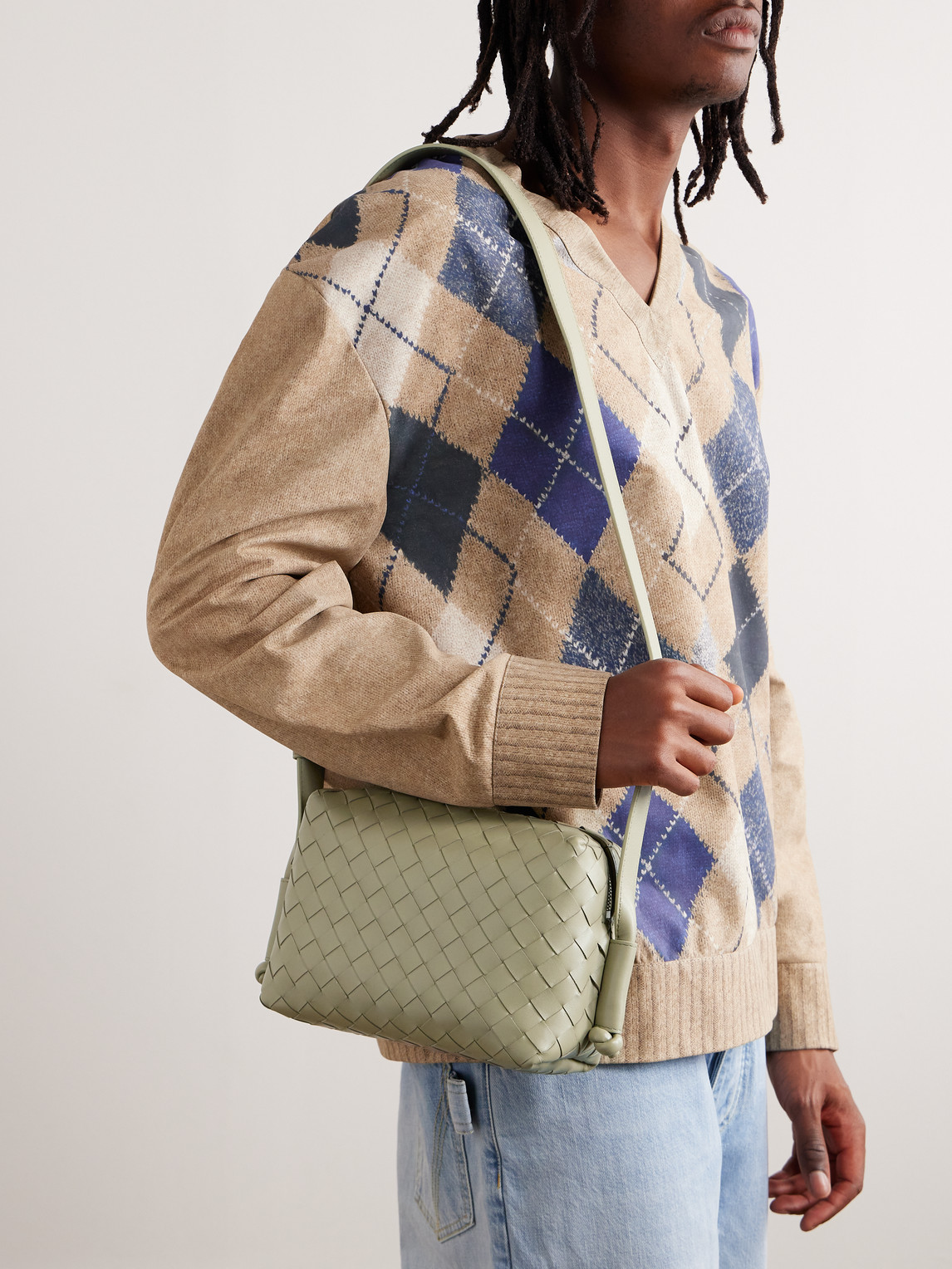 Intrecciato Leather Messenger Bag — 2