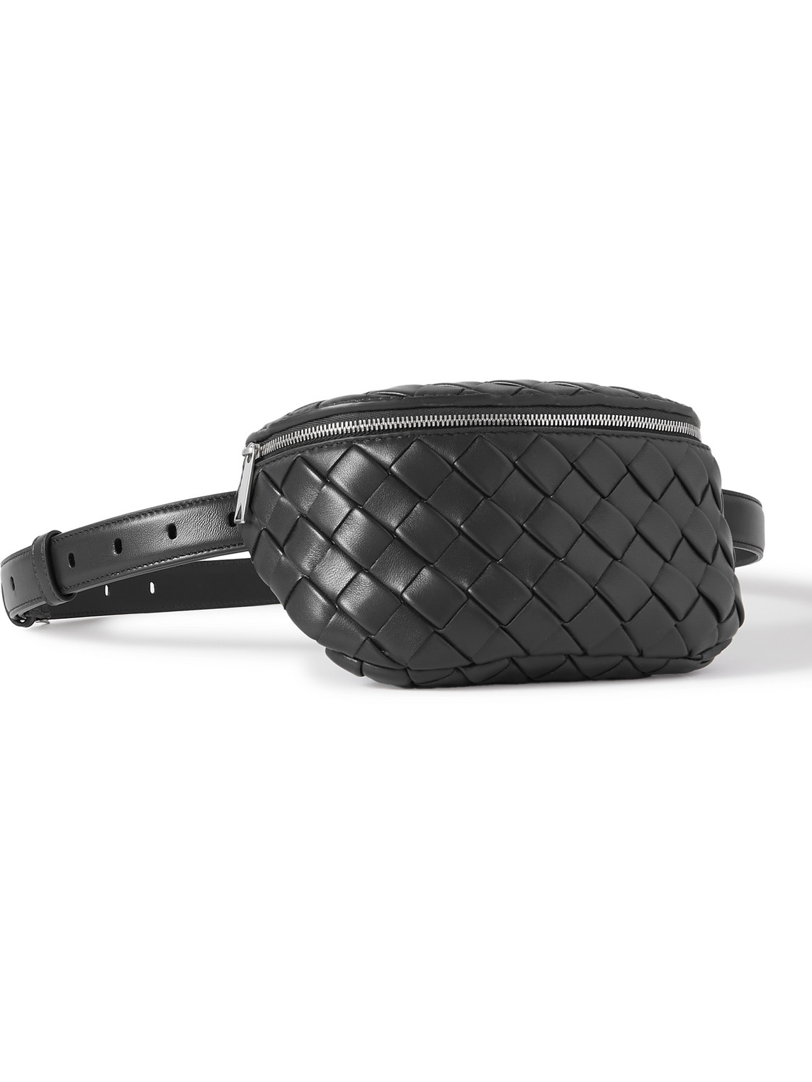 Shop Bottega Veneta Intrecciato Leather Belt Bag In Black