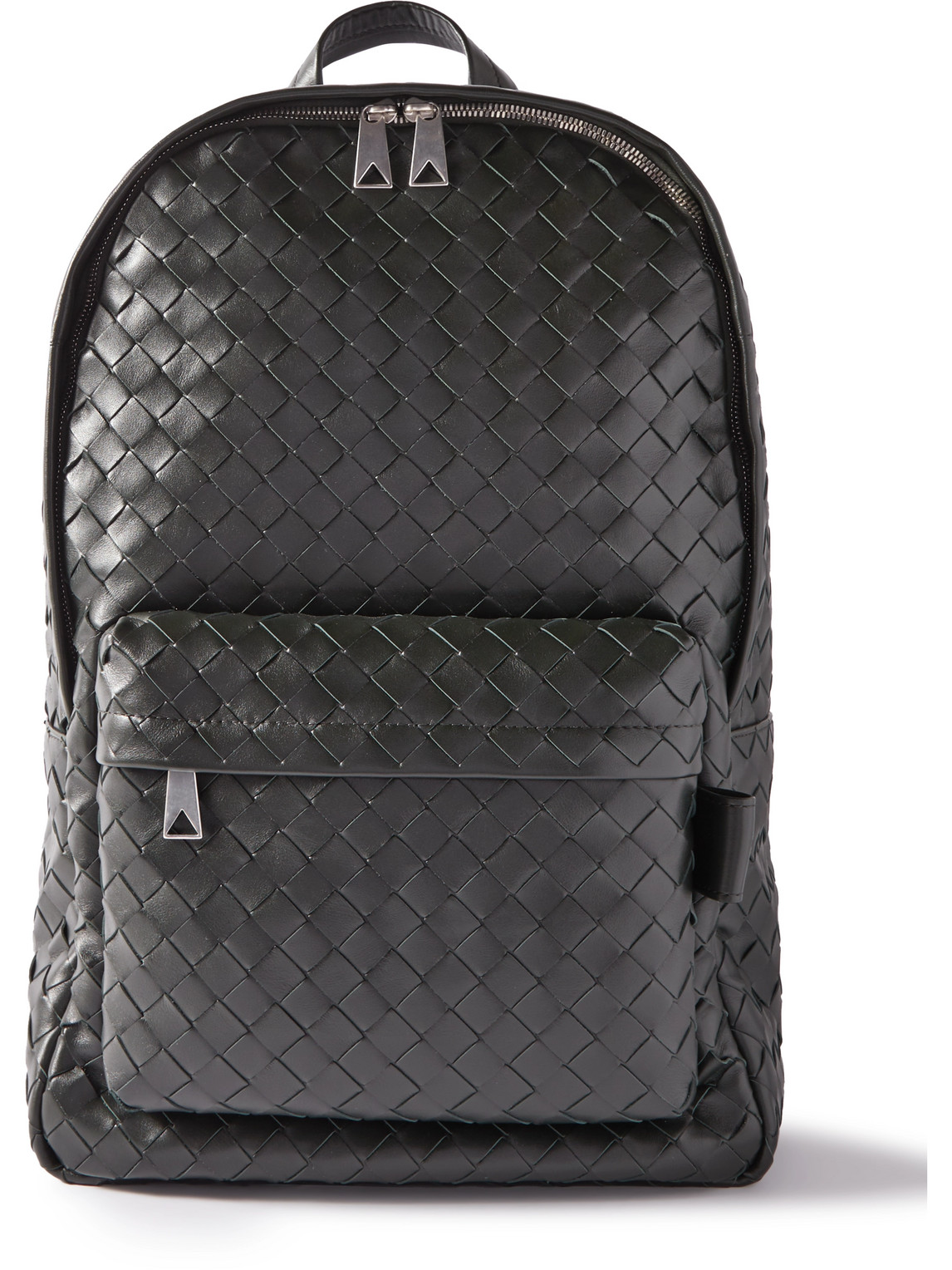 Bottega Veneta Intrecciato Leather Backpack In Black