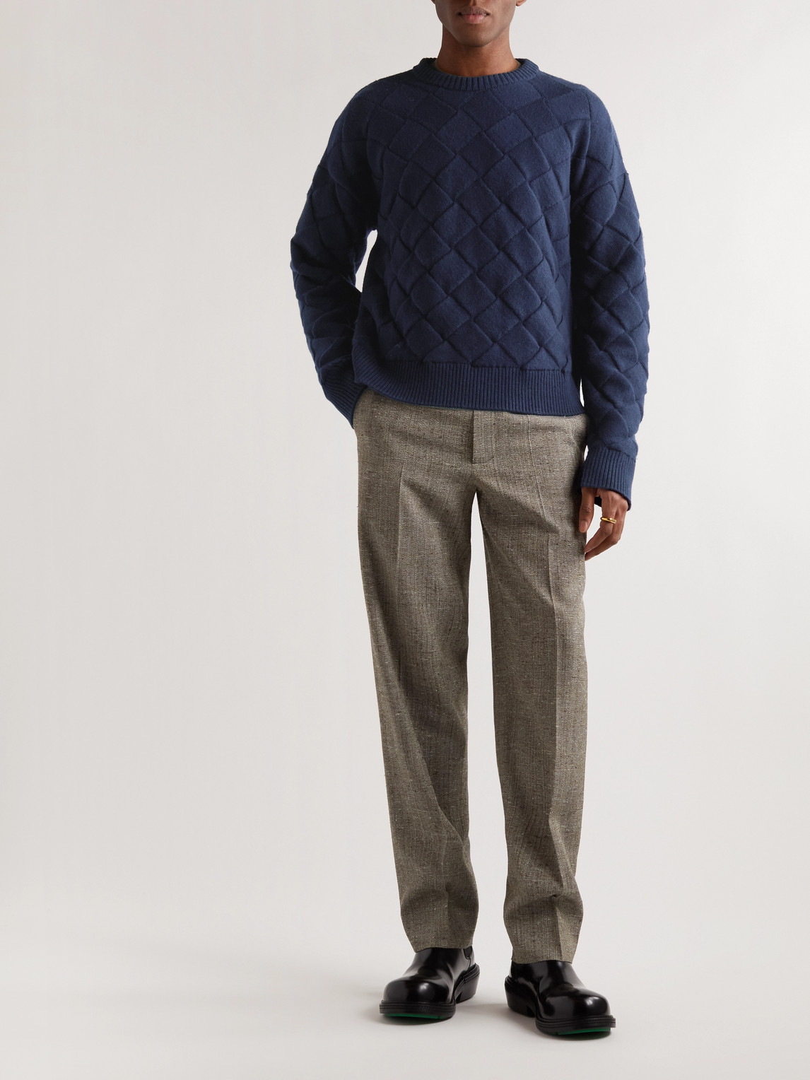 Shop Bottega Veneta Wool-blend Sweater In Blue