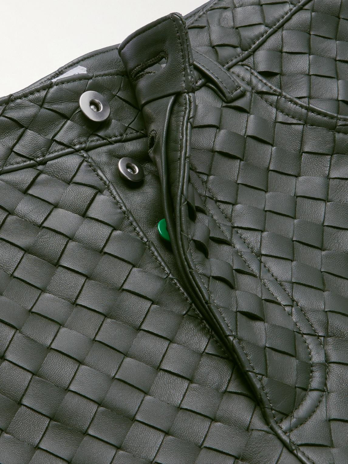 Shop Bottega Veneta Intrecciato Leather Trousers In Green