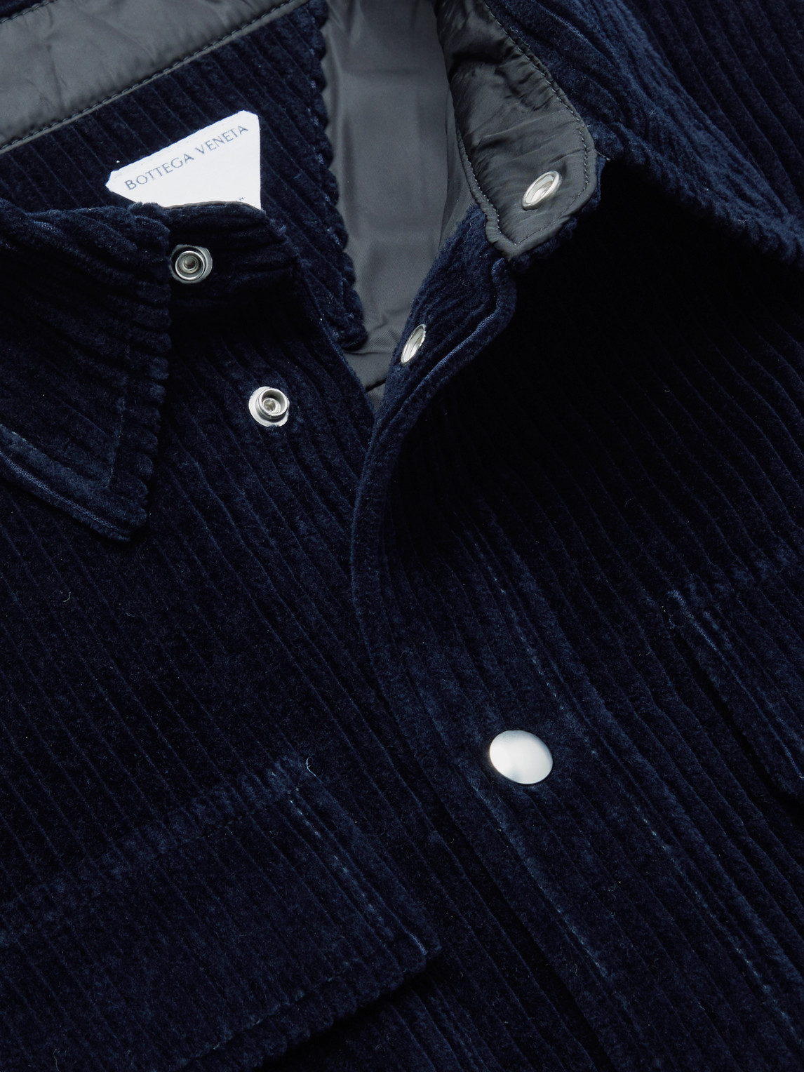 Shop Bottega Veneta Cutaway-collar Cotton-corduroy Shirt In Blue