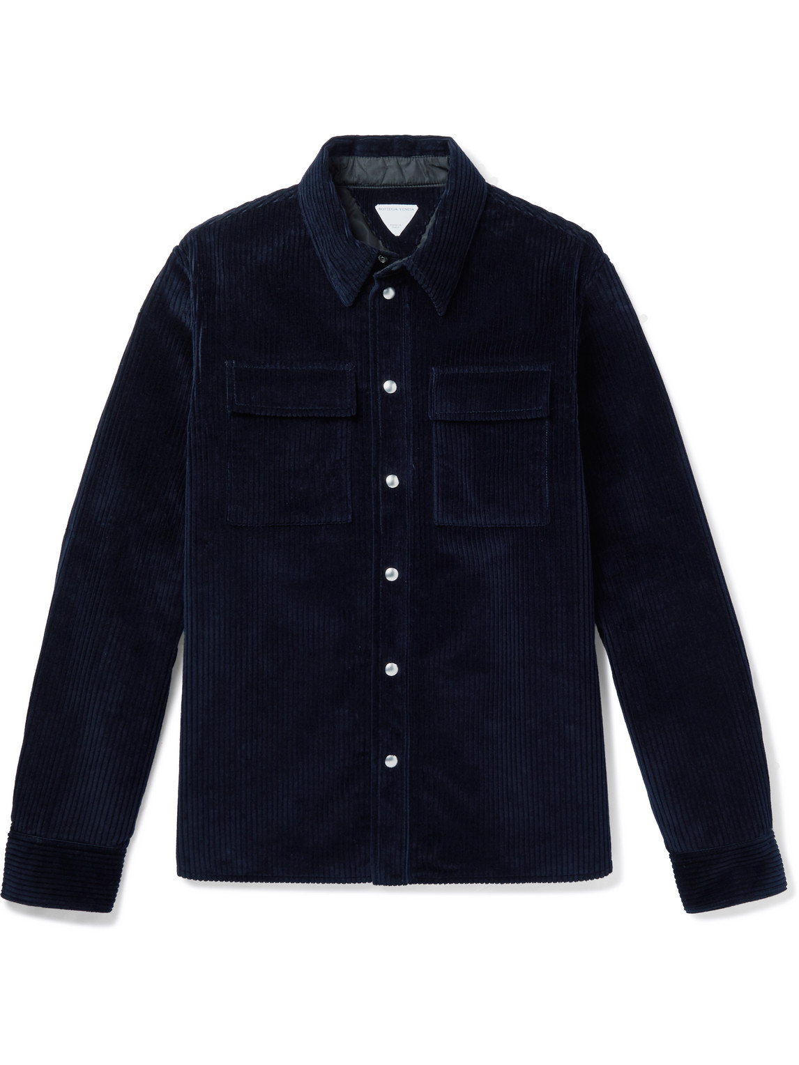 Shop Bottega Veneta Cutaway-collar Cotton-corduroy Shirt In Blue