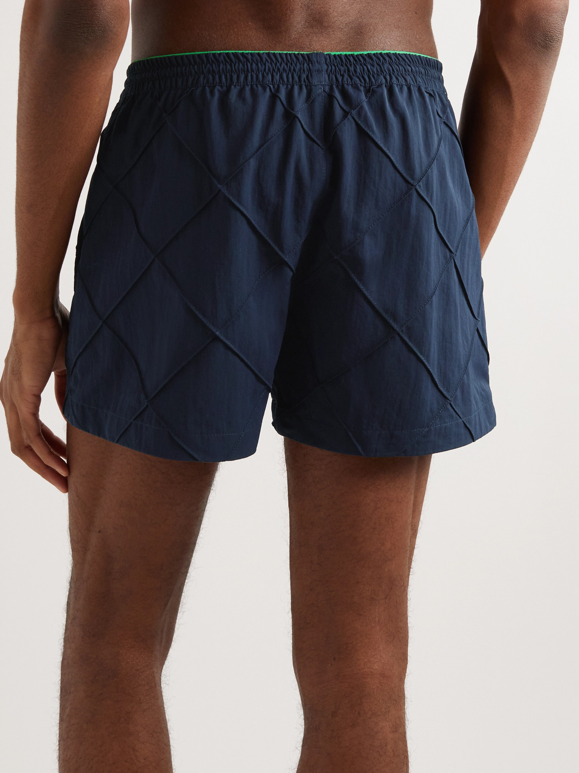 BOTTEGA VENETA STRAIGHT-LEG SHORT-LENGTH TECH-FAILLE SWIM SHORTS