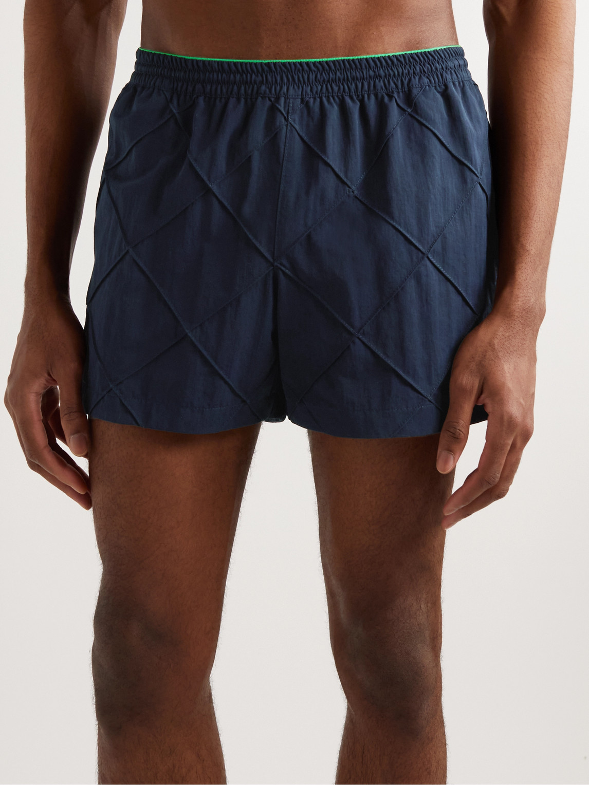 Shop Bottega Veneta Straight-leg Short-length Tech-faille Swim Shorts In Blue