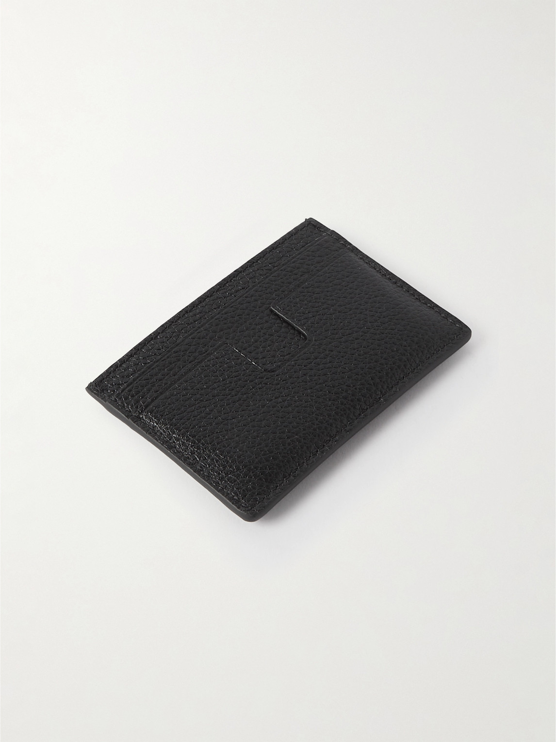 Shop Tom Ford Full-grain Leather Cardholder In Black