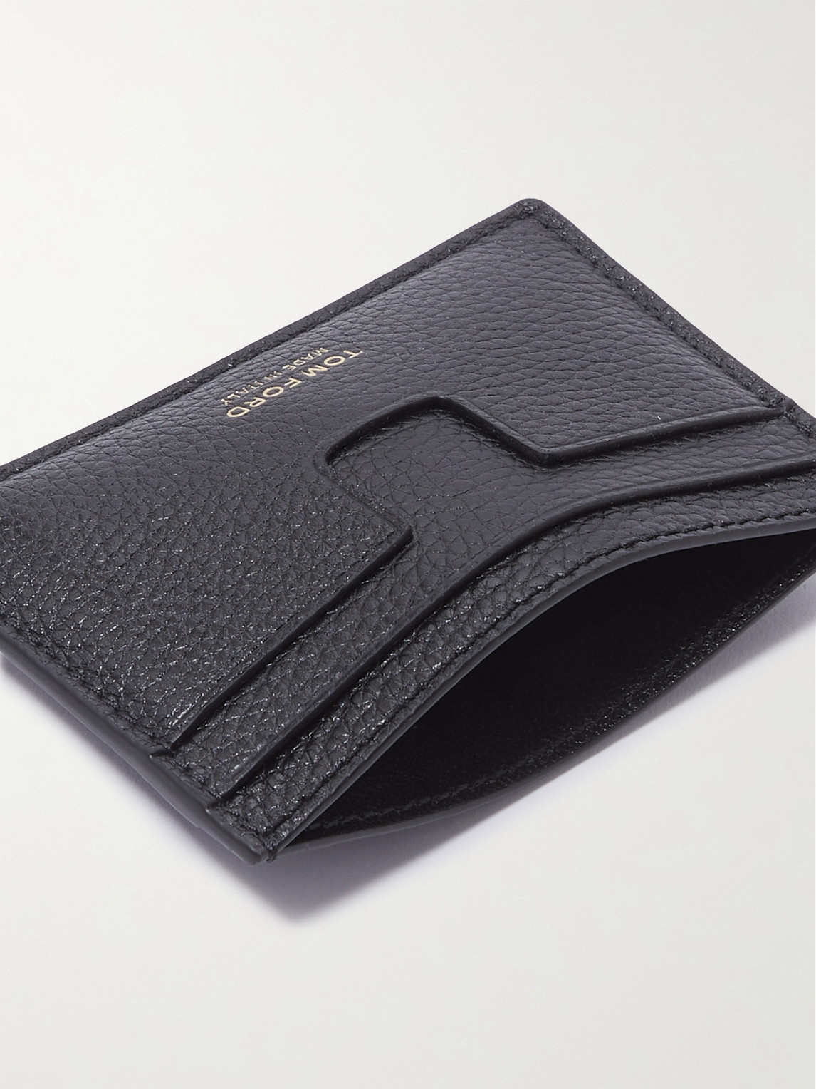 Shop Tom Ford Full-grain Leather Cardholder In Black