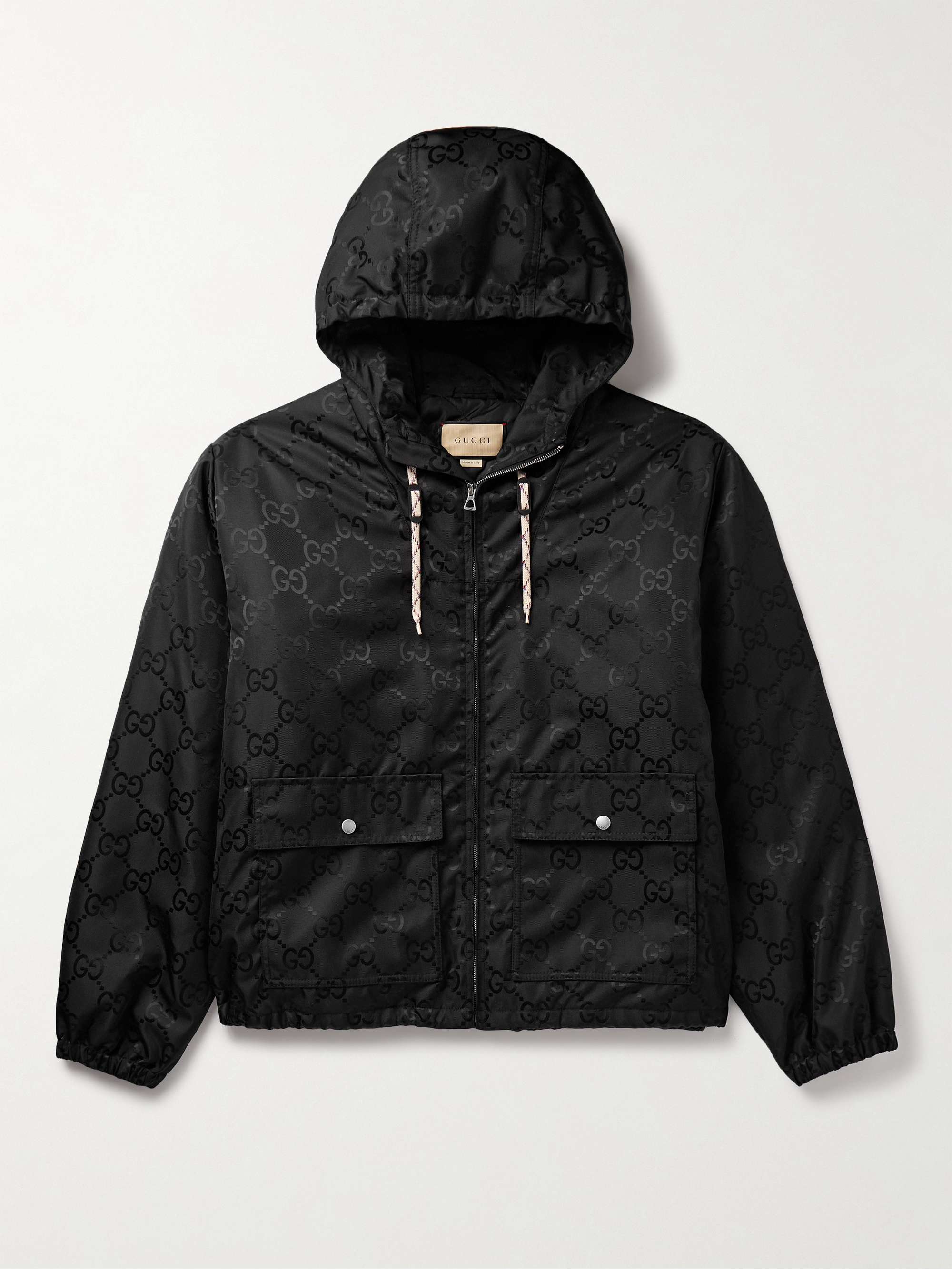 GUCCI Padded Logo-Jacquard Shell Hooded Jacket for Men