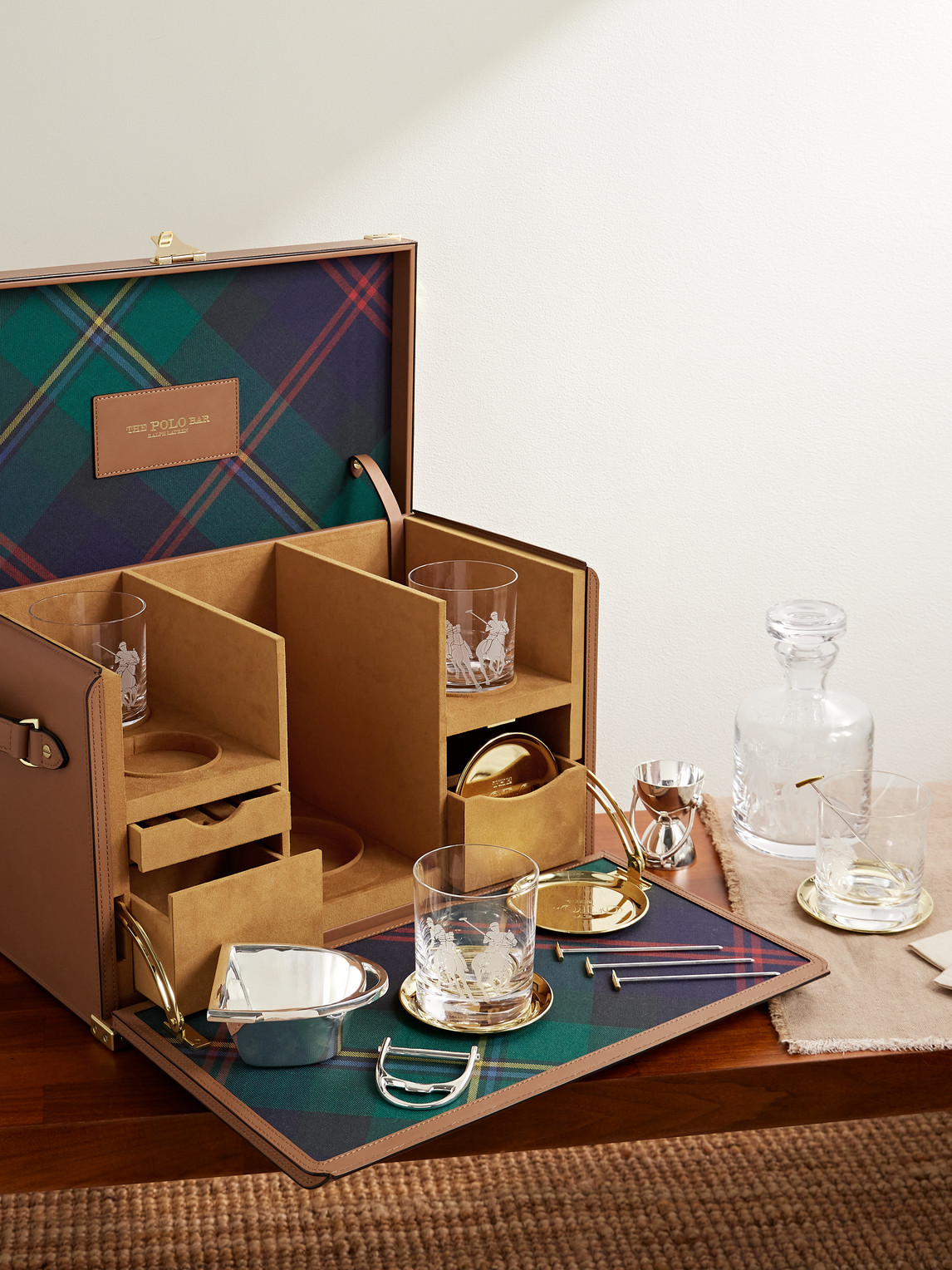 Kipton Mixologist Leather, Wool and Brass Bar Set — 2