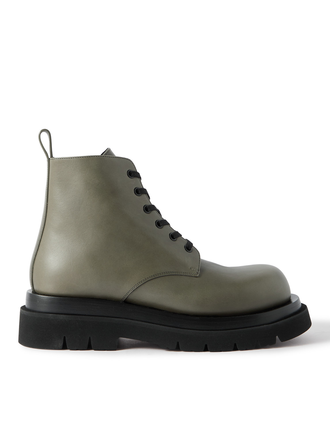 Bottega Veneta Lug Asphalt Lace-up Boot In Green