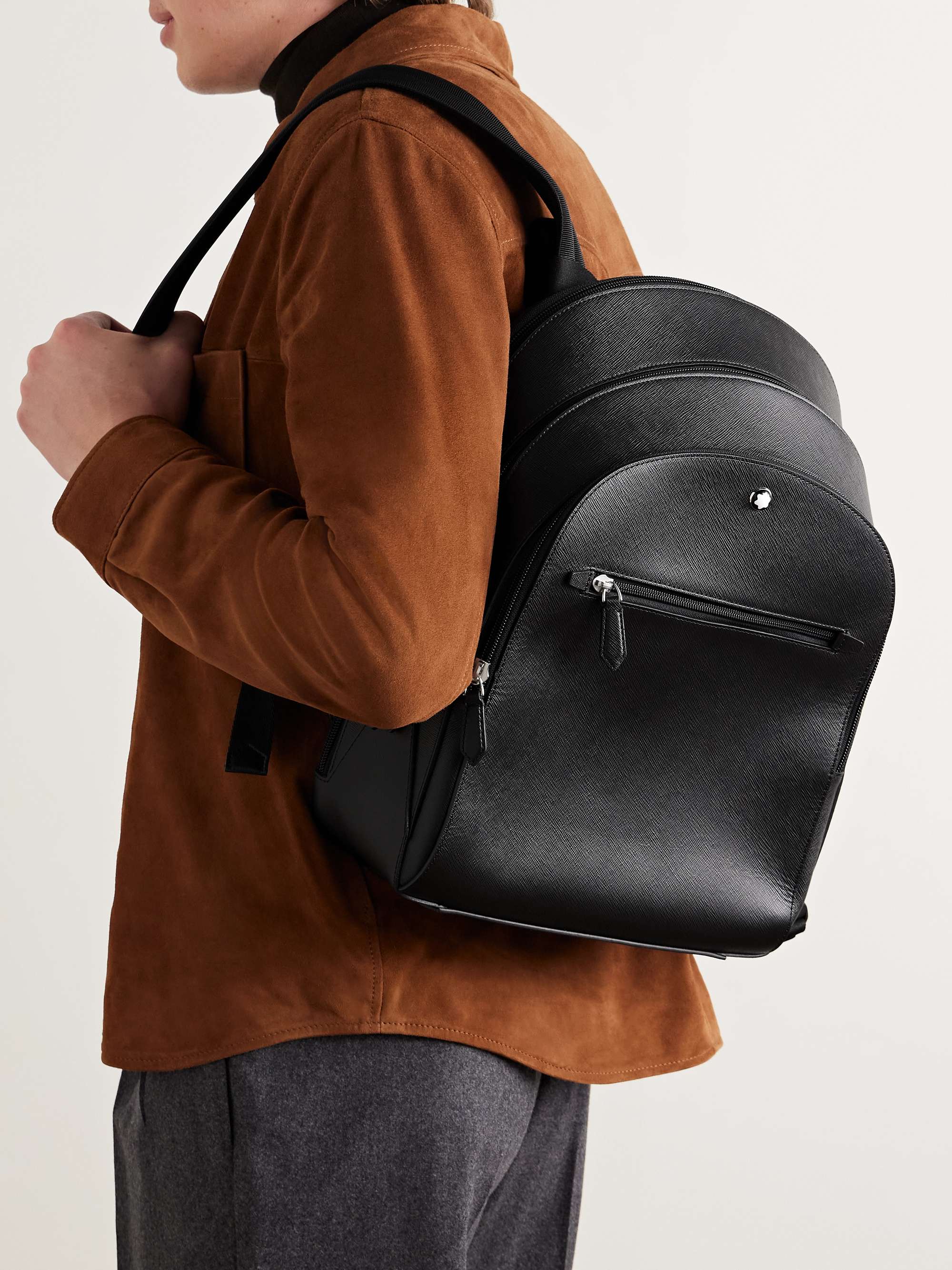 Montblanc Embossed-monogram Leather Backpack in Black for