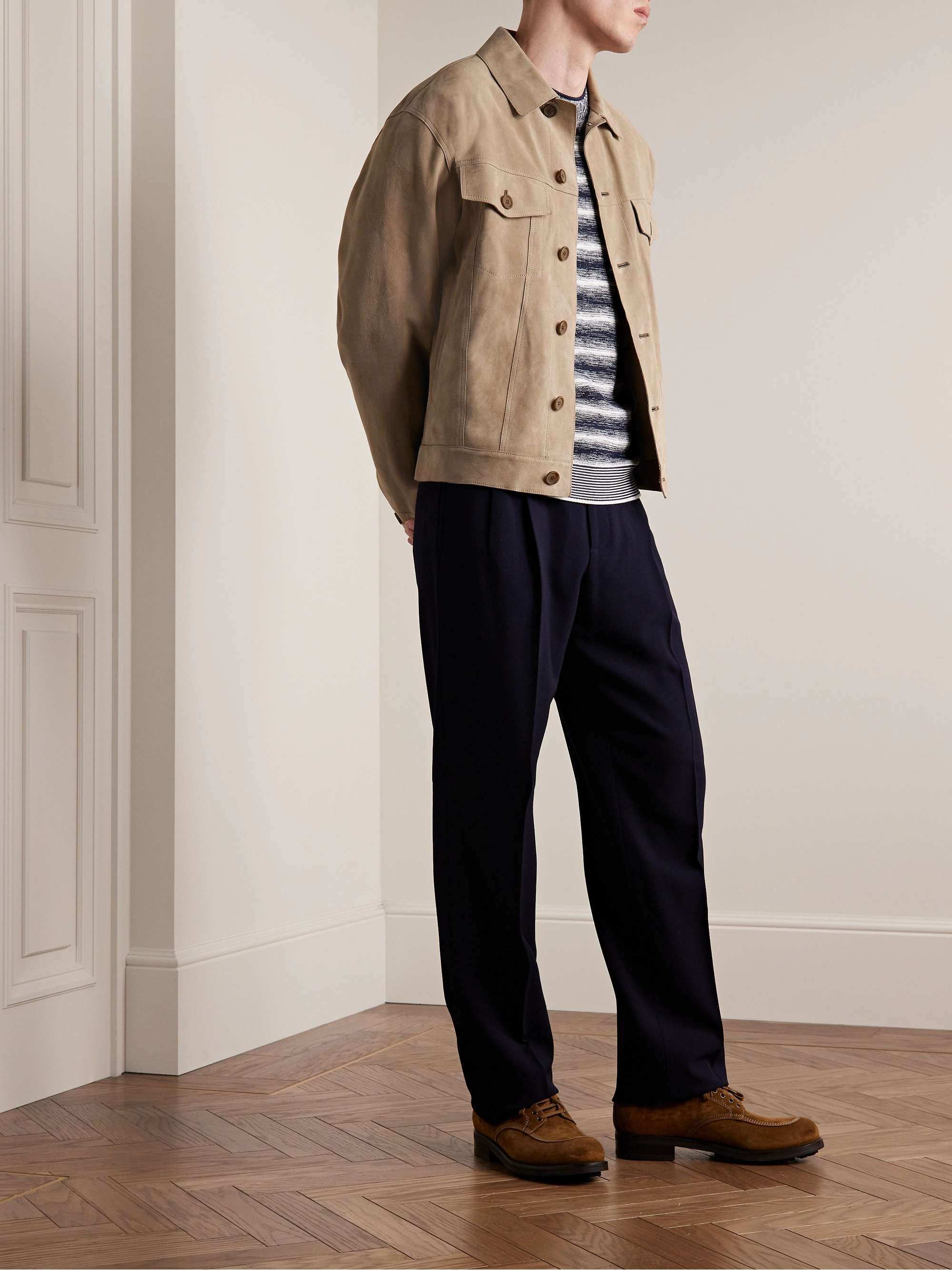 GIORGIO ARMANI Slim-Fit Suede Trucker Jacket for Men | MR PORTER