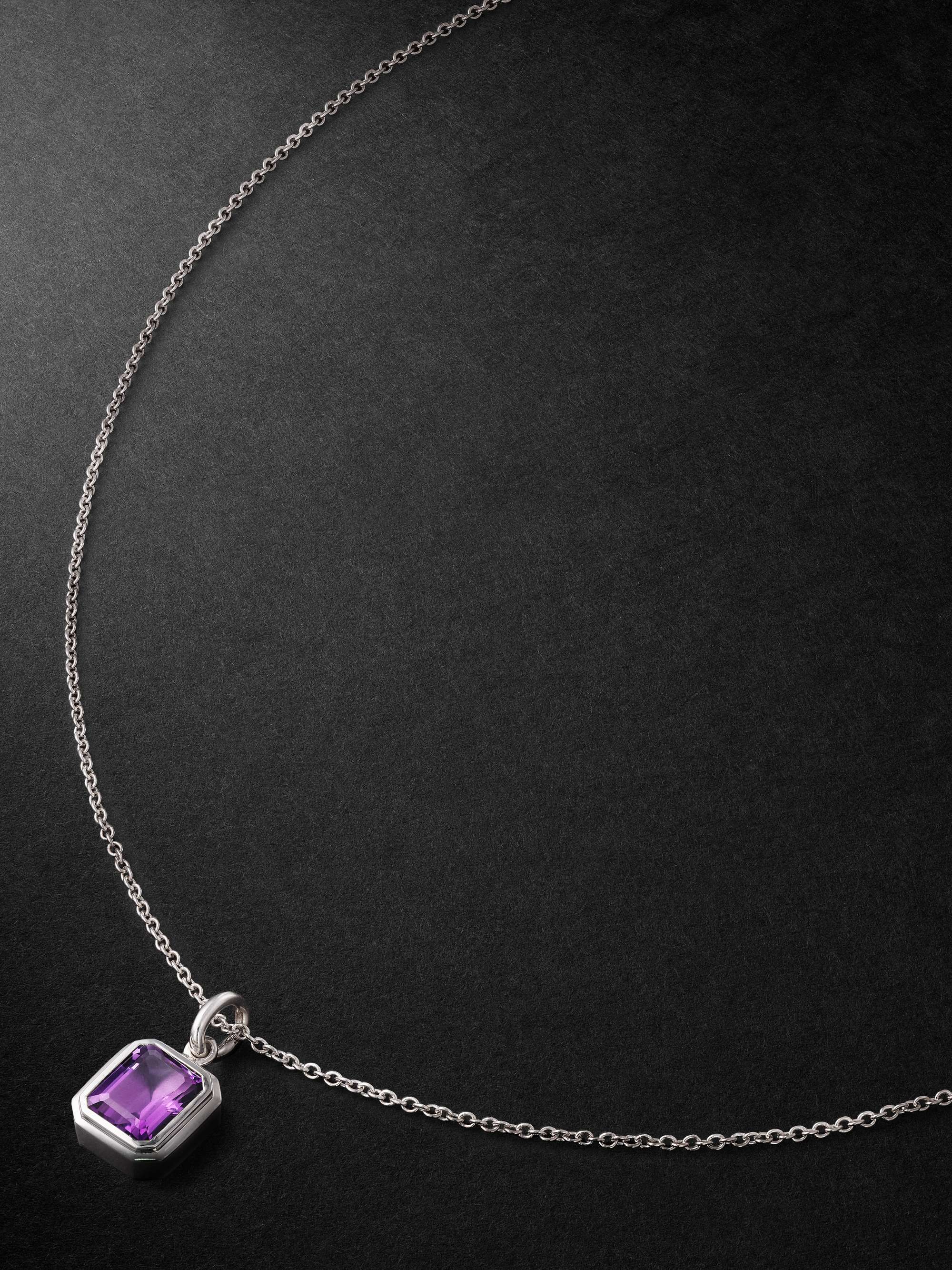 Mens Amethyst Pendant Necklace | Febuary Birthstone Necklace Silver – Ella  Joli