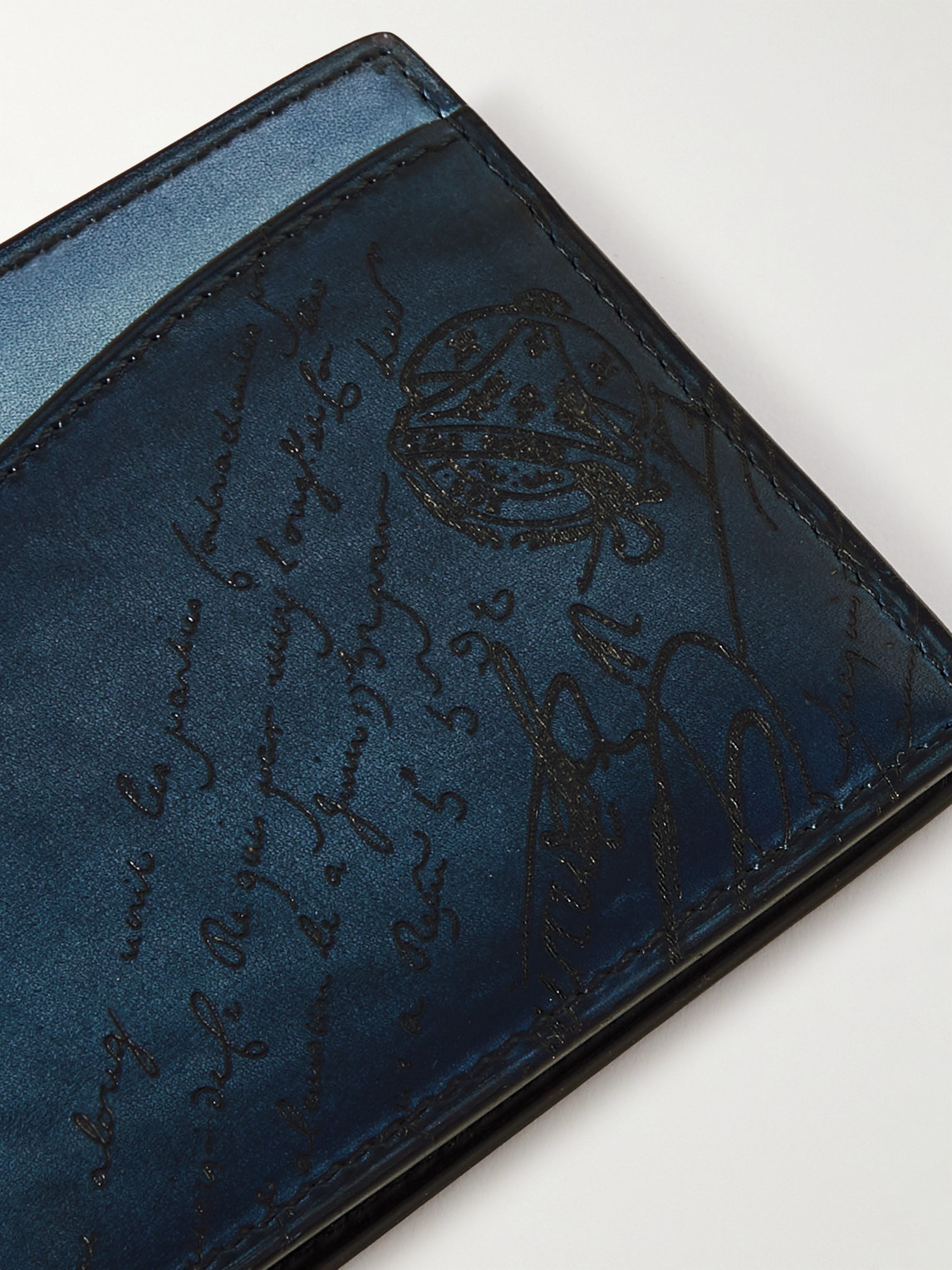 Shop Berluti Makore Neo Scritto Venezia Leather Bifold Wallet In Blue