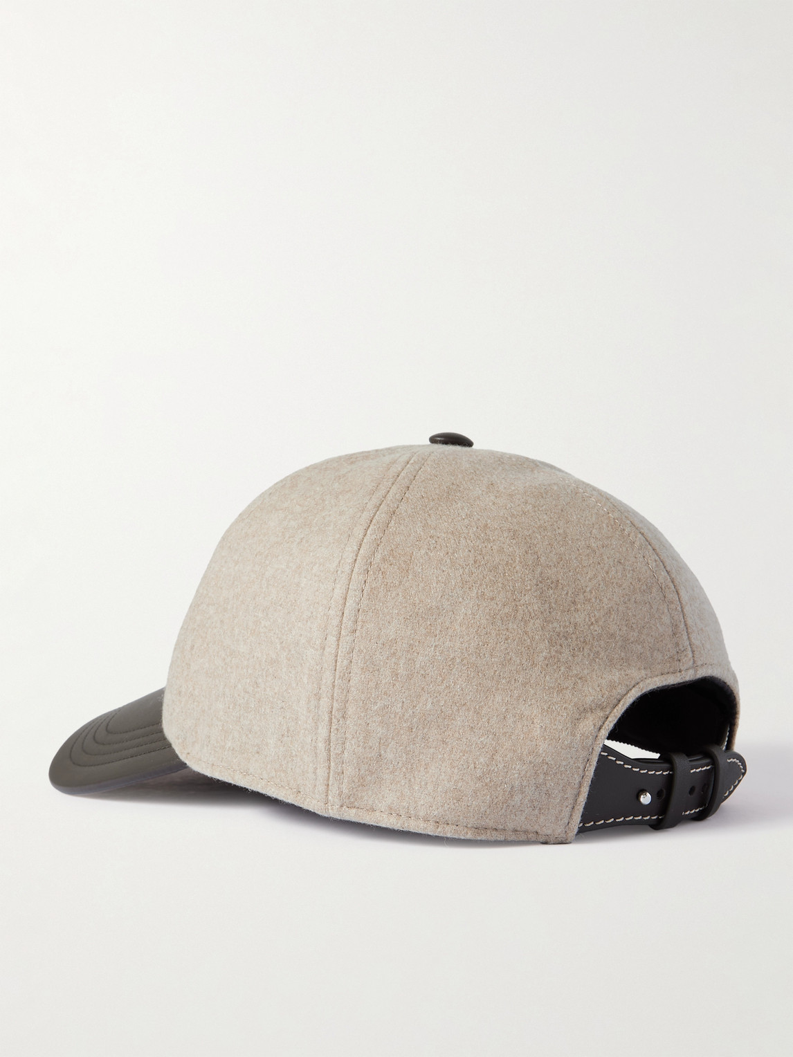 Shop Berluti Logo-embroidered Cashmere-blend And Leather Baseball Cap In Neutrals