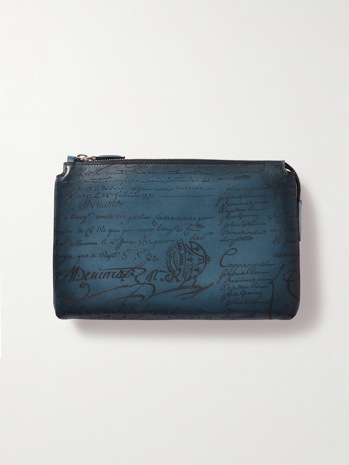 Shop Berluti Neo Venezia Scritto Leather Wallet In Blue