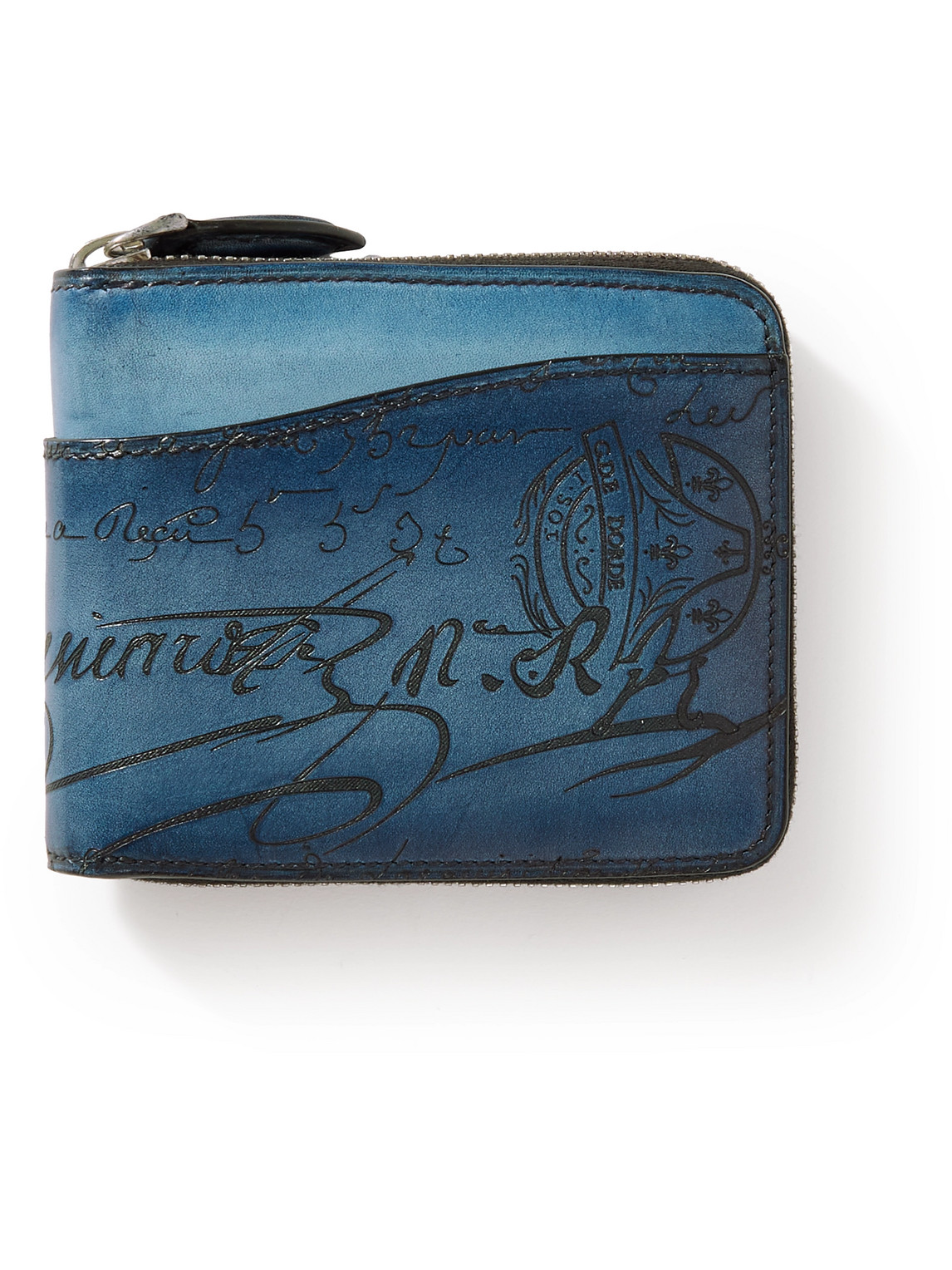 Berluti Itauba Scritto Venezia Leather Zip-around Wallet In Blue